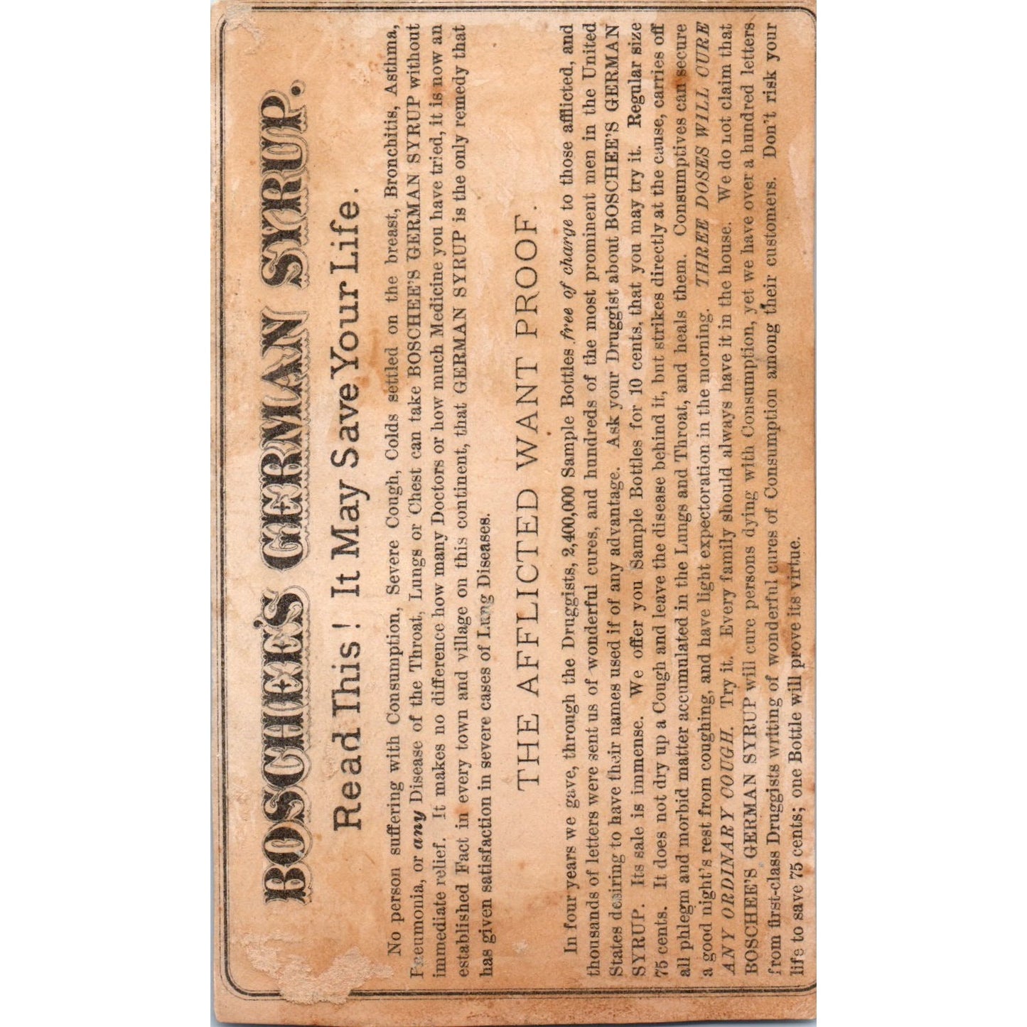 Green's August Flower Bochee's German Syrup c1880 Victorian Trade Card AB6-2