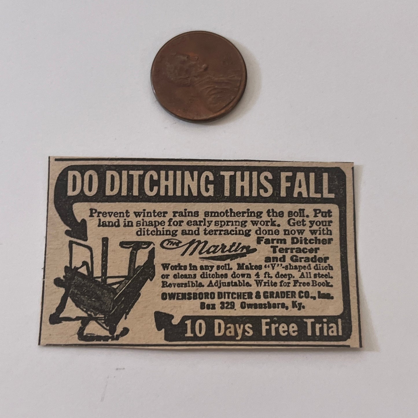 Owensboro Ditcher & Grader Co., Inc. Owensboro KY 1931 Newspaper Ad SAG4-S13