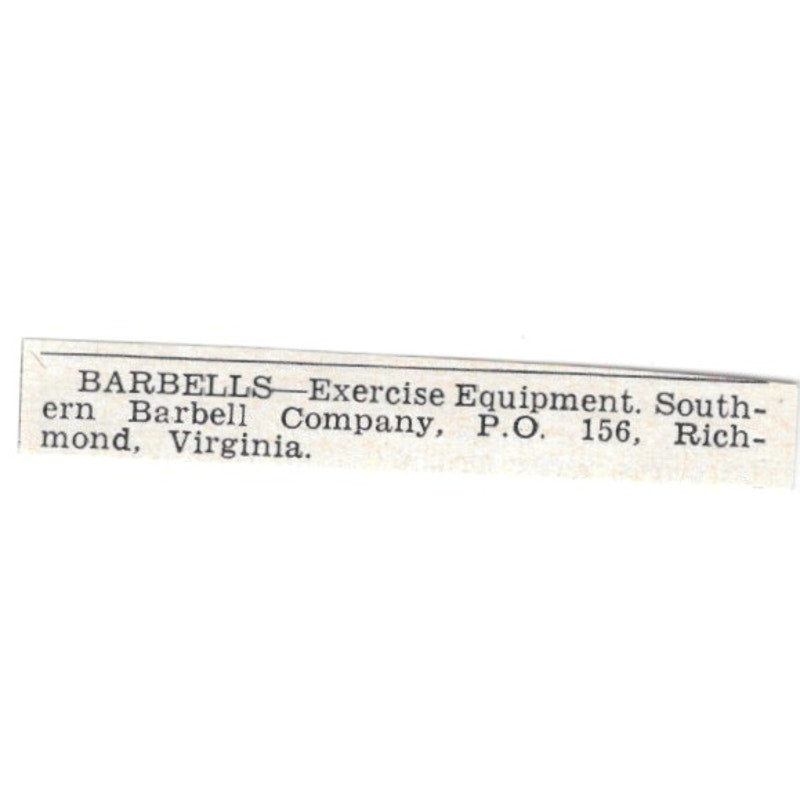 Southern Barbell Company Richmond Virginia 1955 Ad AG1-S2