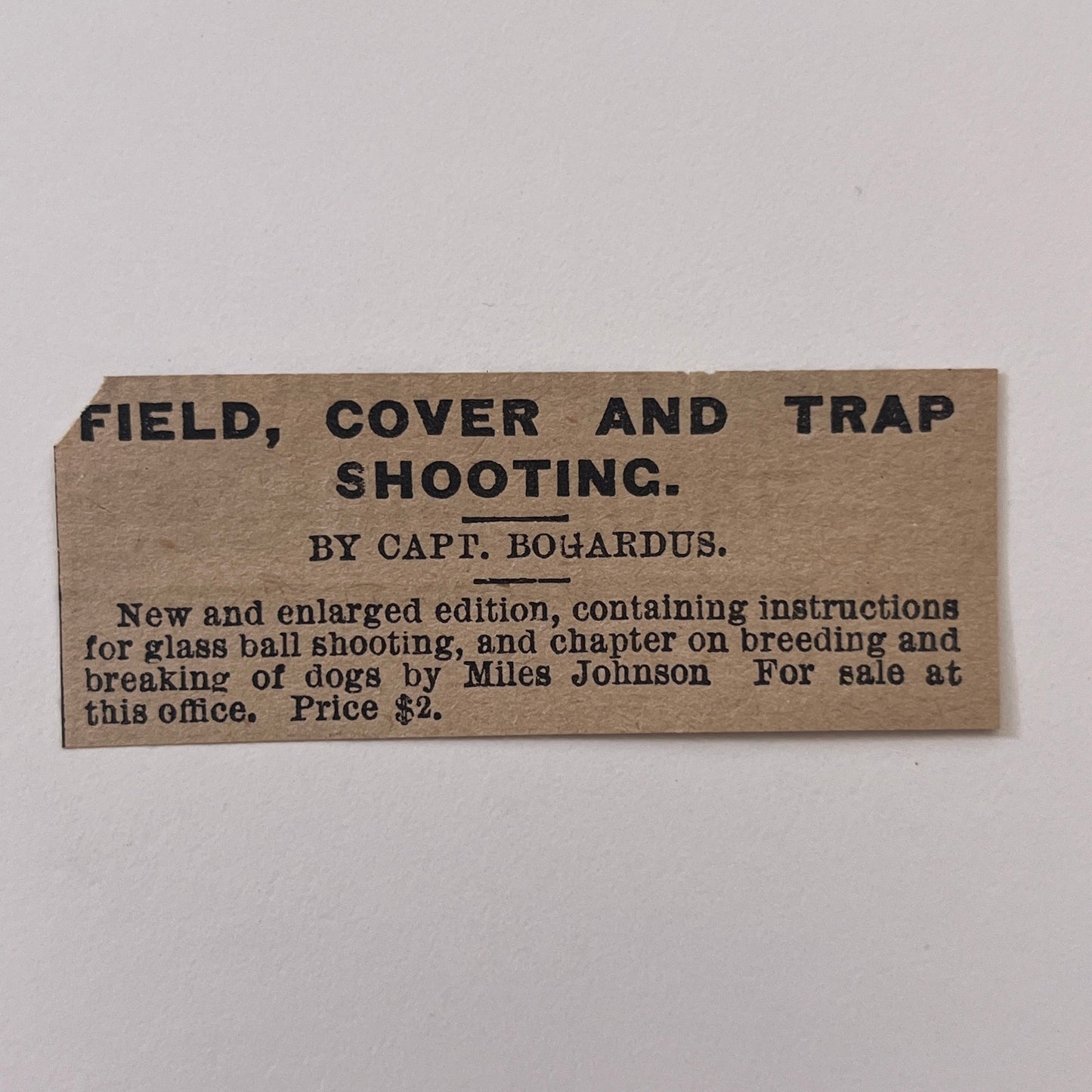 Capt Bogardus Field, Cover and Trap Shooting 1878 Ad AG2-M16