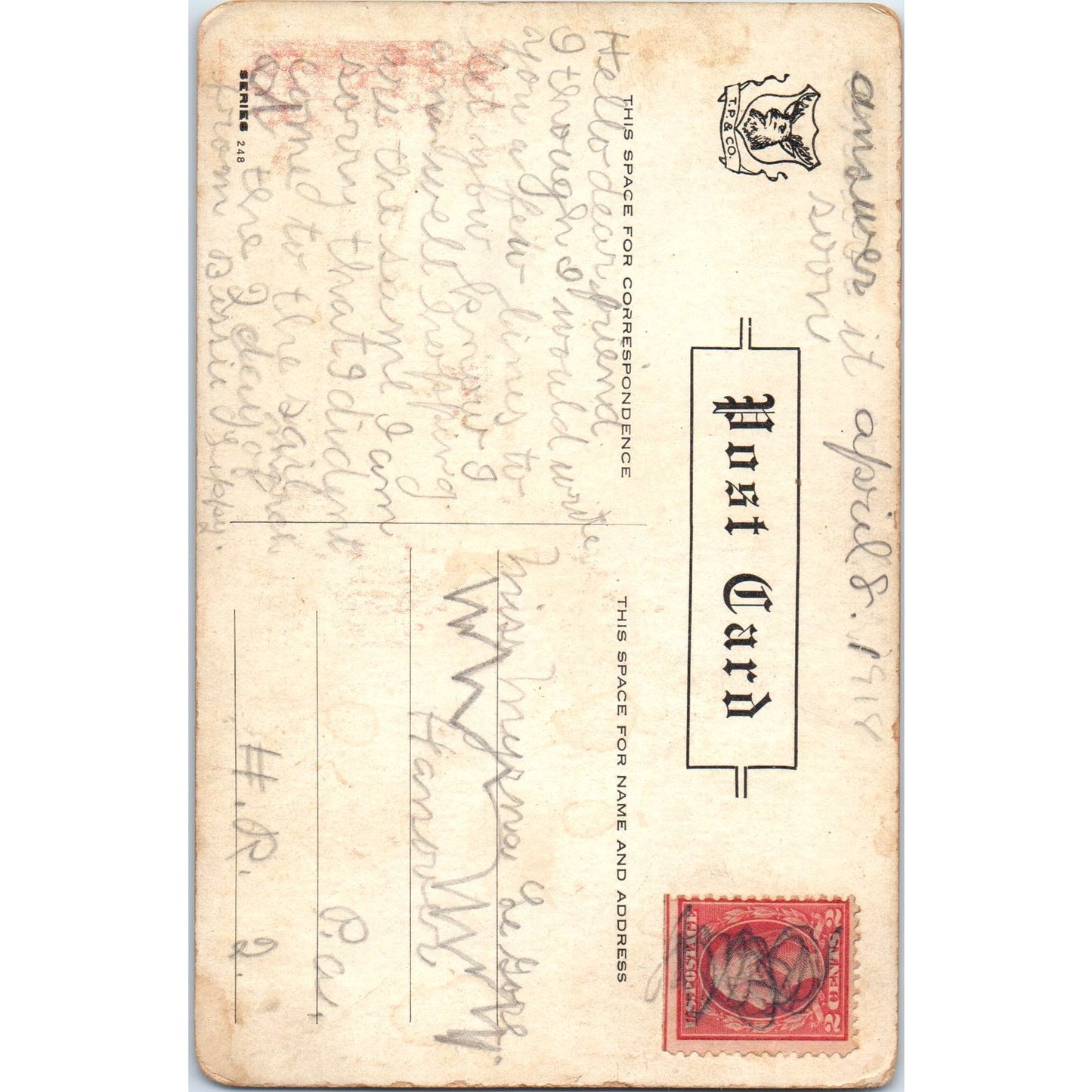 1918 WWI Romance Humor What Will You Do Next? Antique Postcard PD8