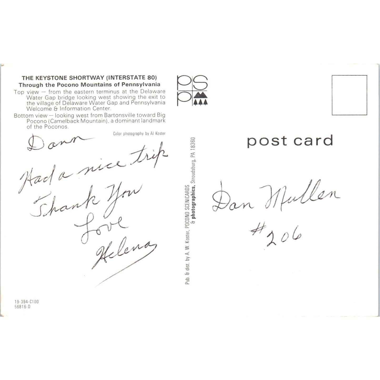 The Keystone Shortway I-80 Pocono Mts PA Vintage Postcard PD8