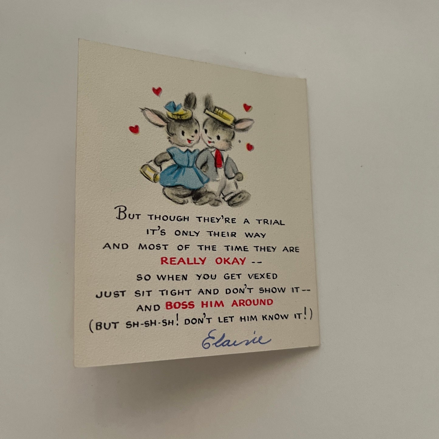 What Every Bride Should Know Bunny Rabbit 1953 Wedding Card AG8-H1