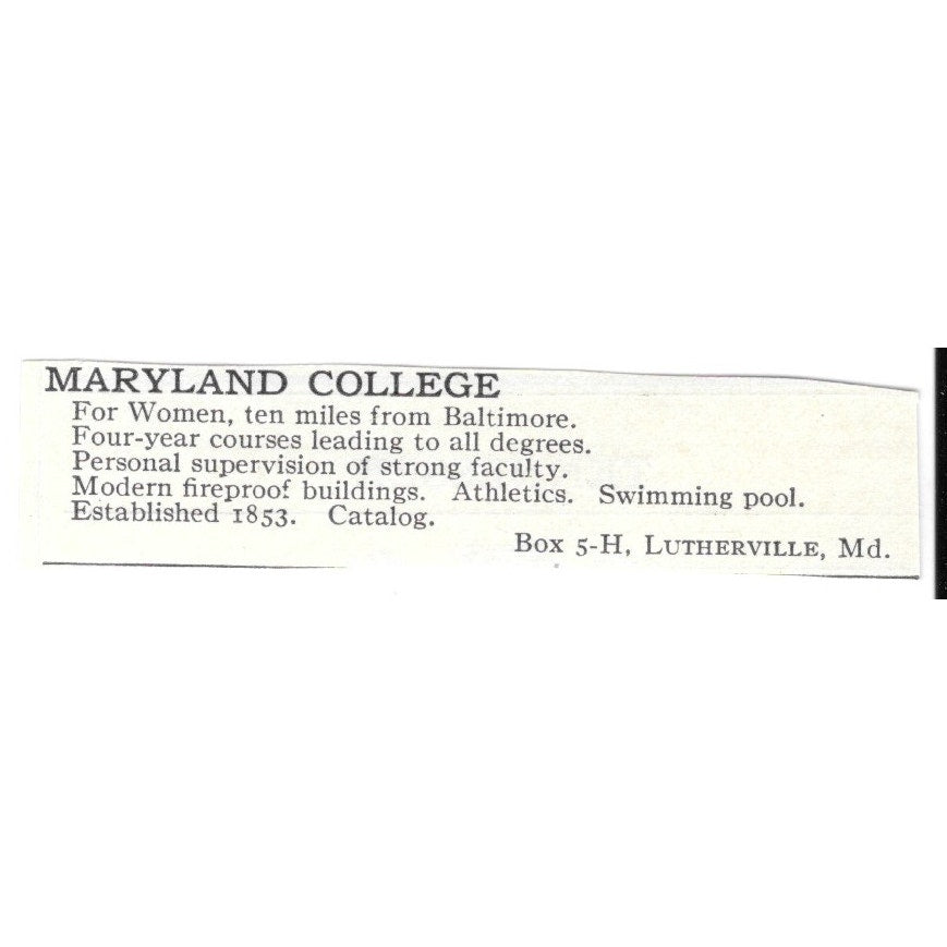 Maryland College for Women Lutherville MD c1920 Harper’s Magazine Ad SAG4-S3