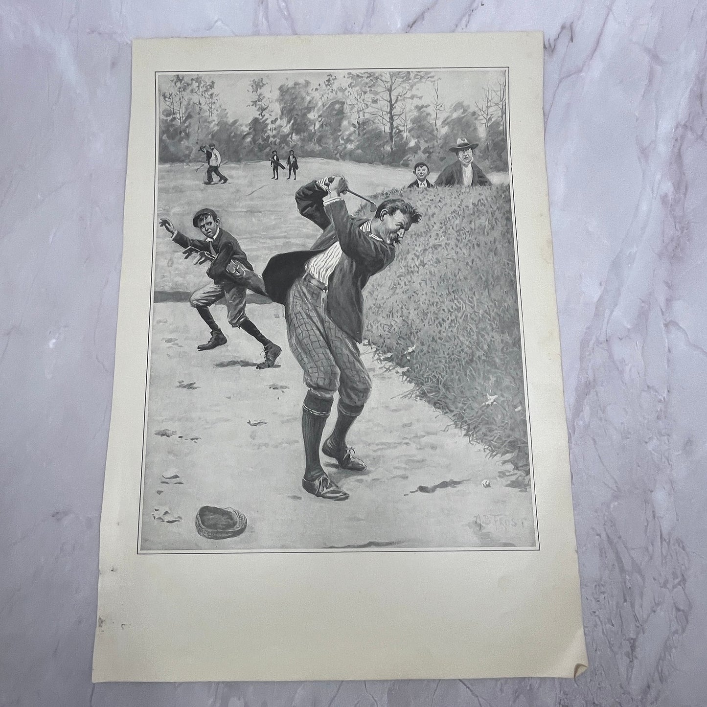 Angry Golfer - Temper - Original 1904 A.B. Frost Art Print V14-3