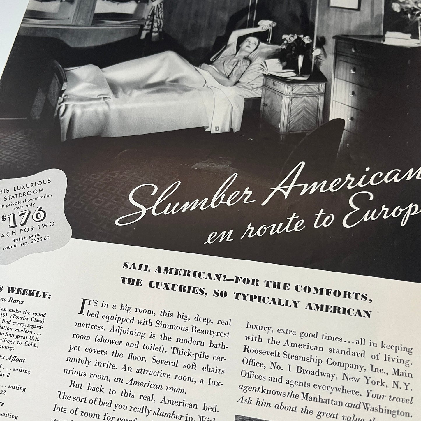 United States Lines Sail America SS Washington SS Manhattan 1935 Ad V1-5