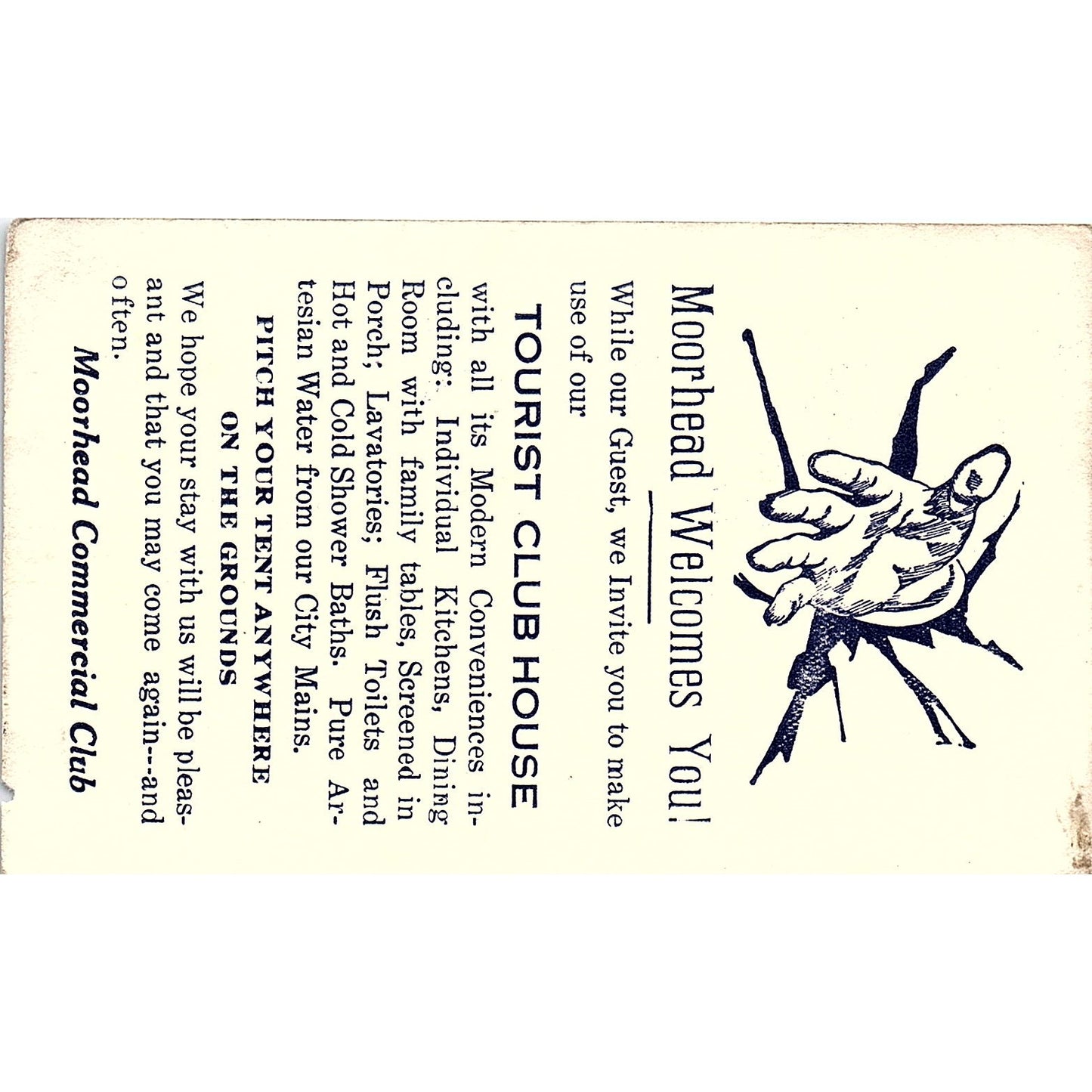 Tourist Club House Moorhead MN Moorhead Commercial Club Business Card AG2-M16