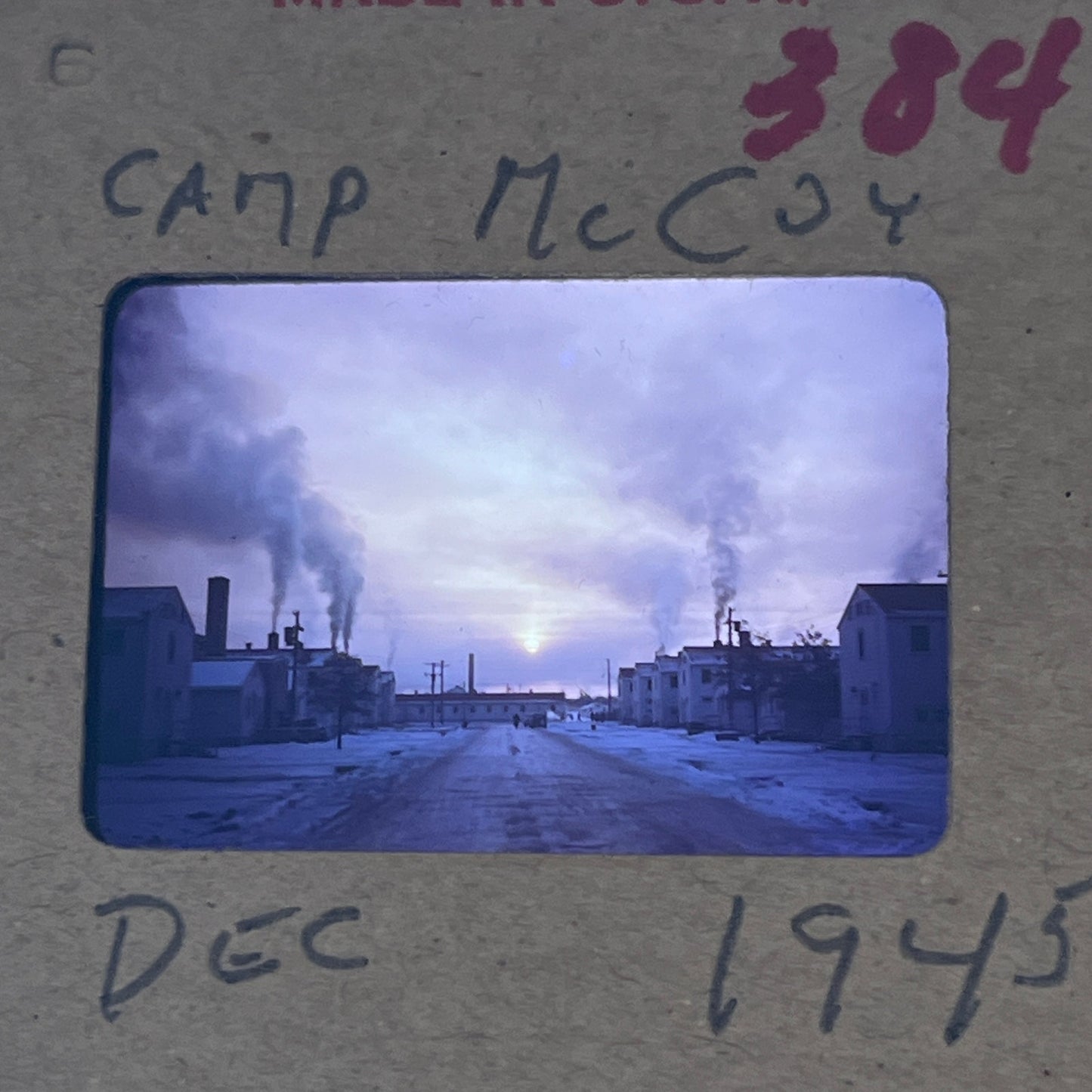 WWII 1945 - 3 Slides of United States Soldier at Camp McCoy TB8-SL1