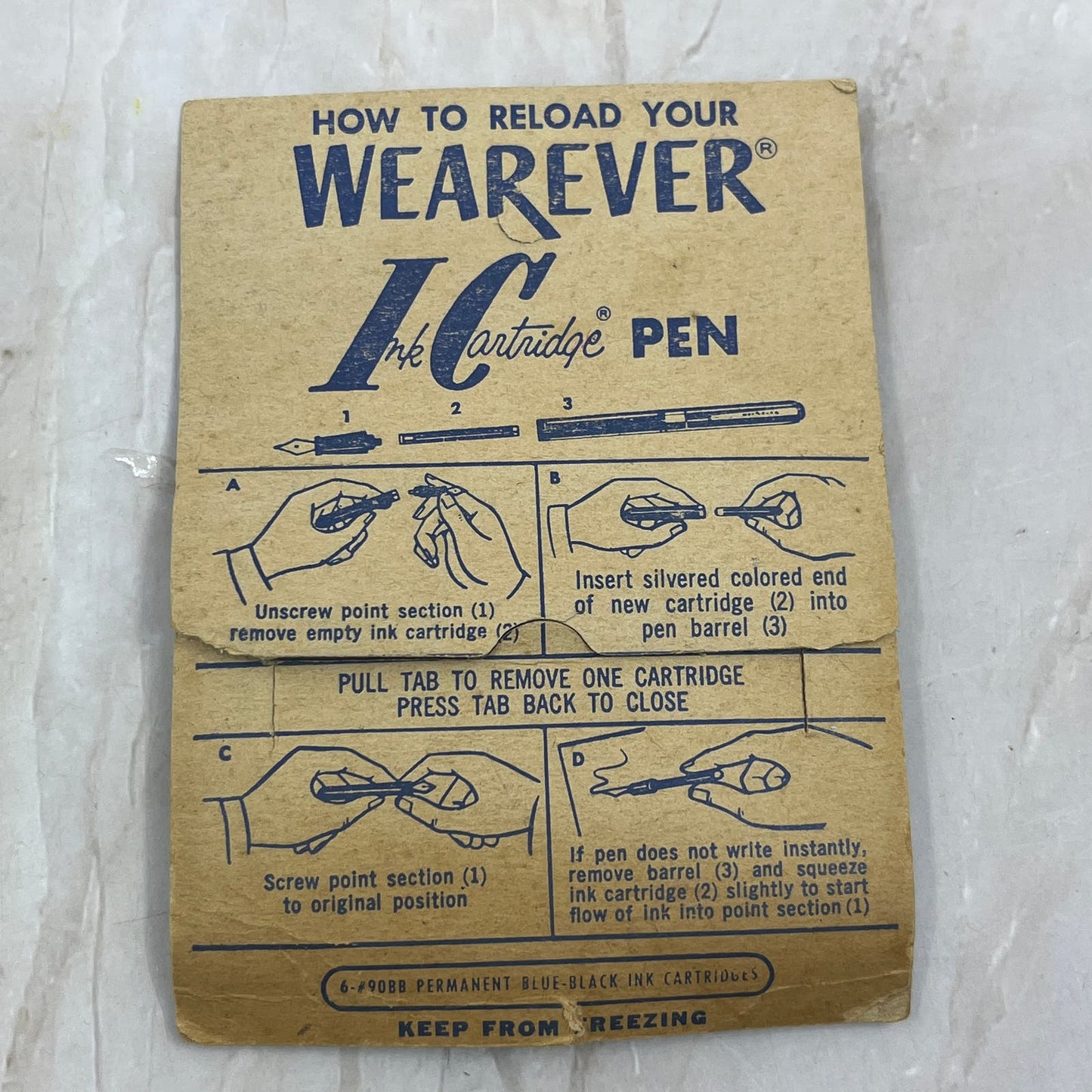 Vintage Wearever Blue-Black No. 9BB Ink Cartridge Pen Refills SB8