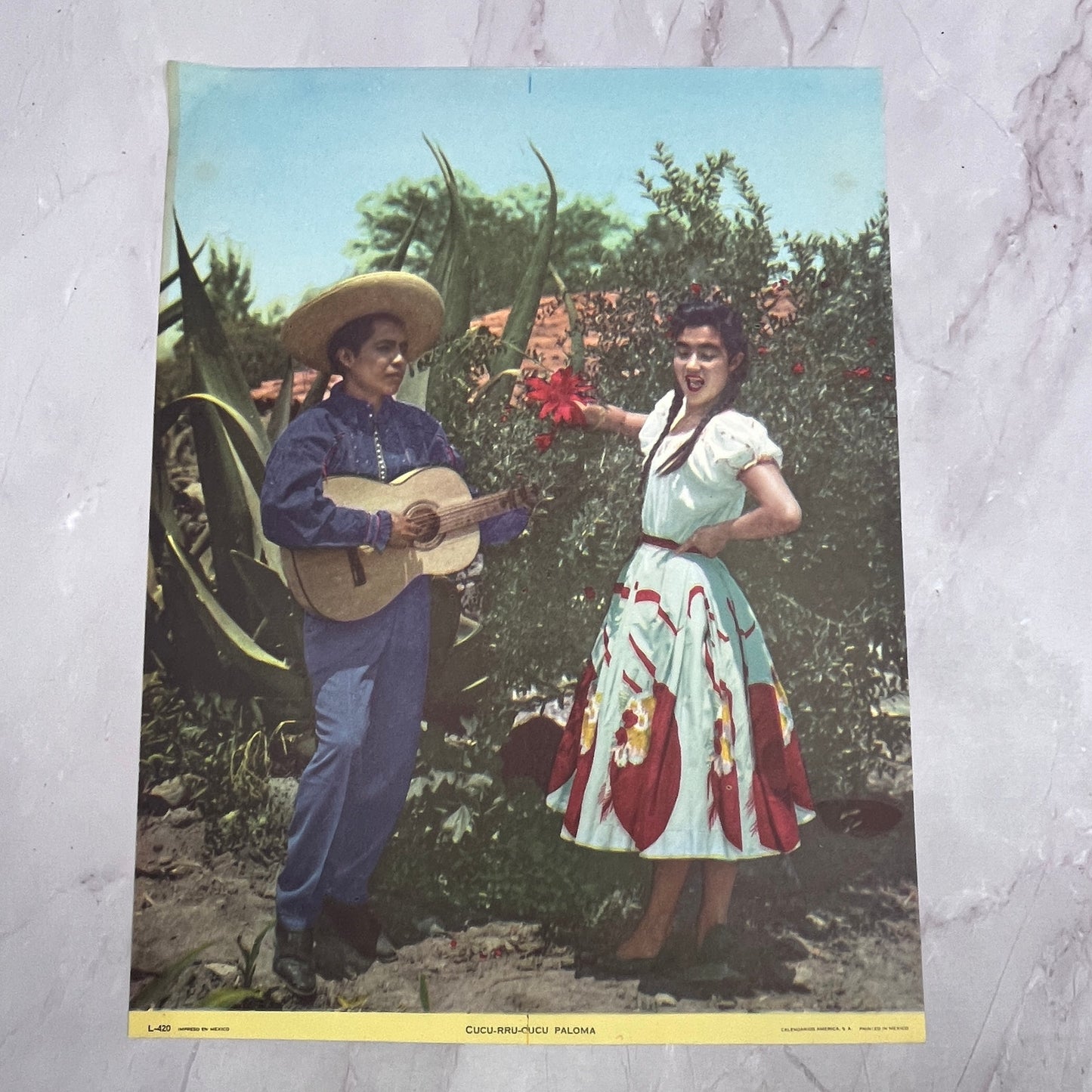 Cu Cu-Rru-Cu Cu Paloma Mariachi & Senorita Retro 8.5x11" Mexican Art Print V20