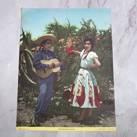 Cu Cu-Rru-Cu Cu Paloma Mariachi & Senorita Retro 8.5x11" Mexican Art Print V20
