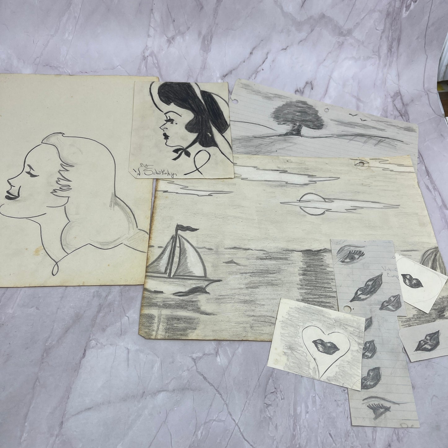 1940s Lot of Art Student Sketch & Studies Winifred Schutsky Pratt Institute TC5