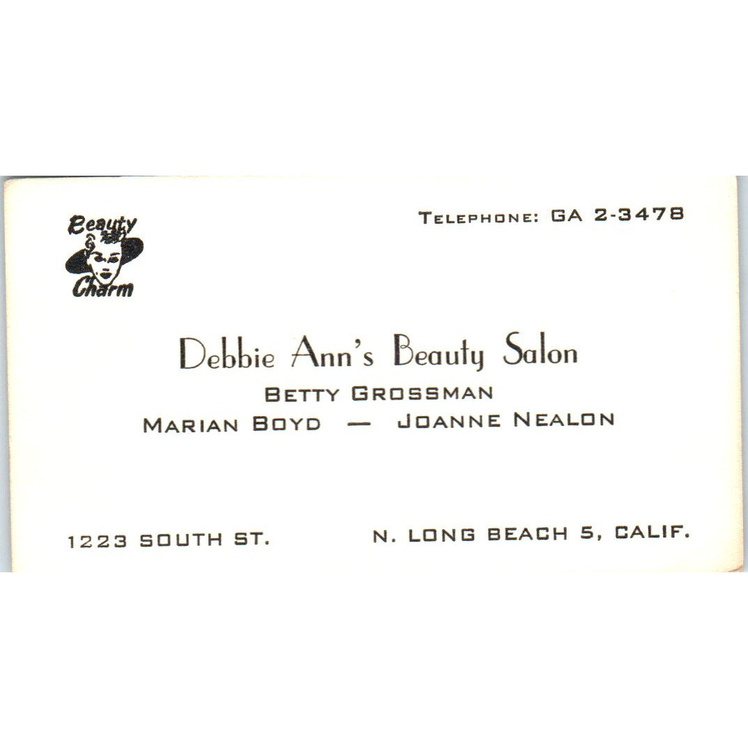 Debbie Ann's Beauty Salon Betty Grossman Long Beach Vtg Business Card SD8-B11