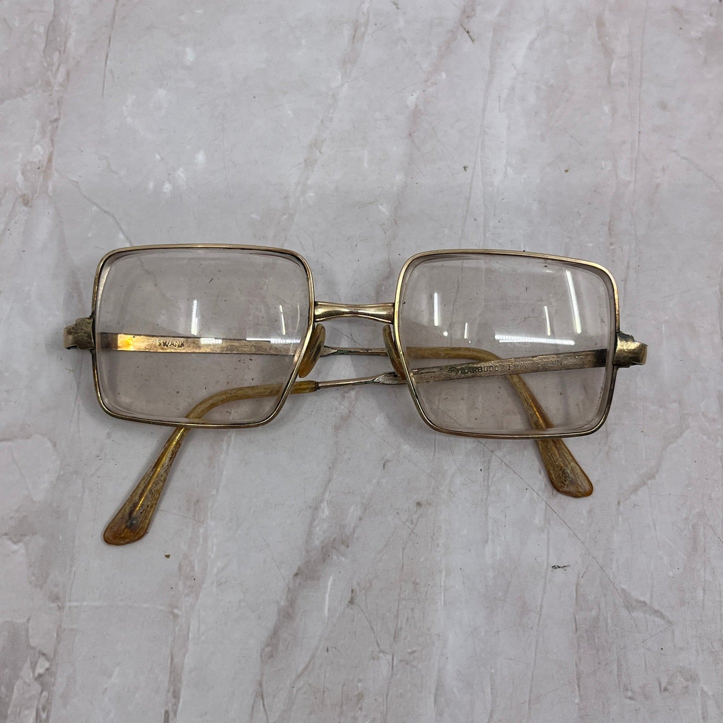 Retro Swank Barbudo Rectangle Gold ToneSpain Glasses Eyeglasses Frames TF4-G1-3