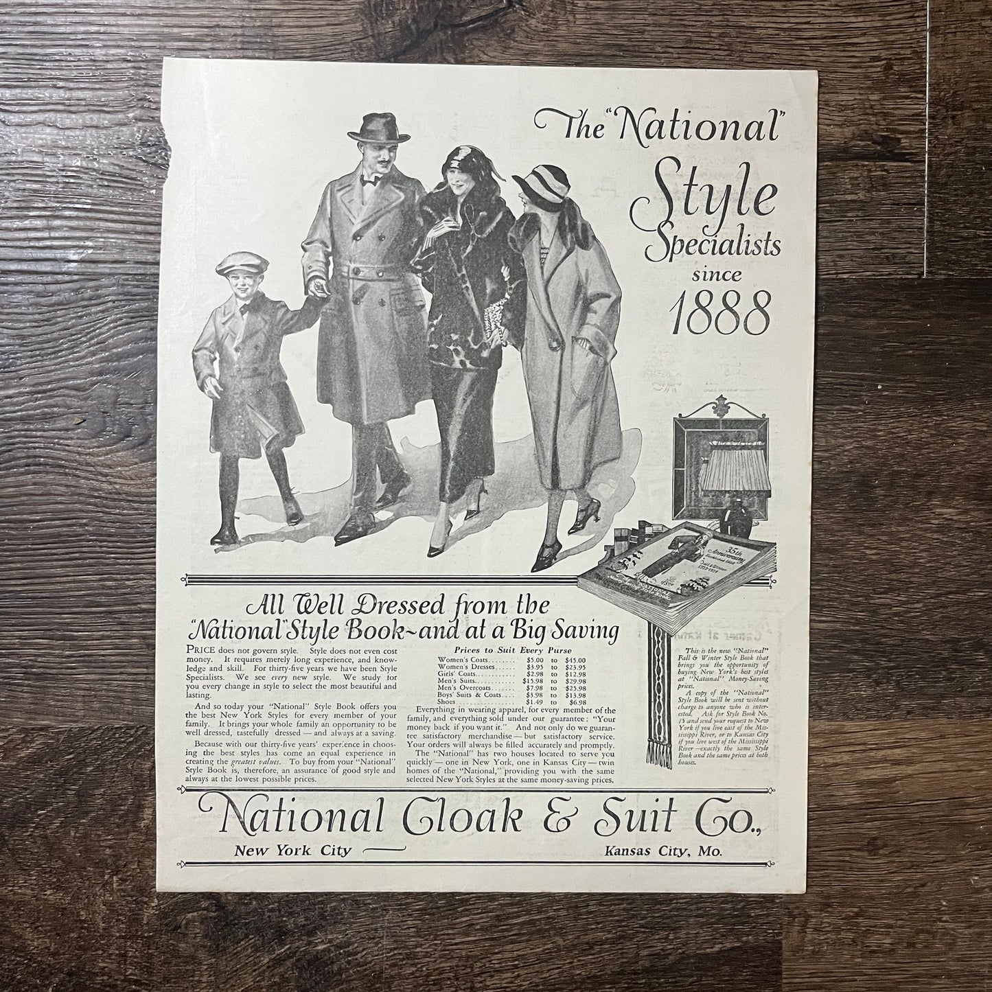 National Cloak & Suit Co Kansas City MO Vintage Magazine Ad 10x13 V9