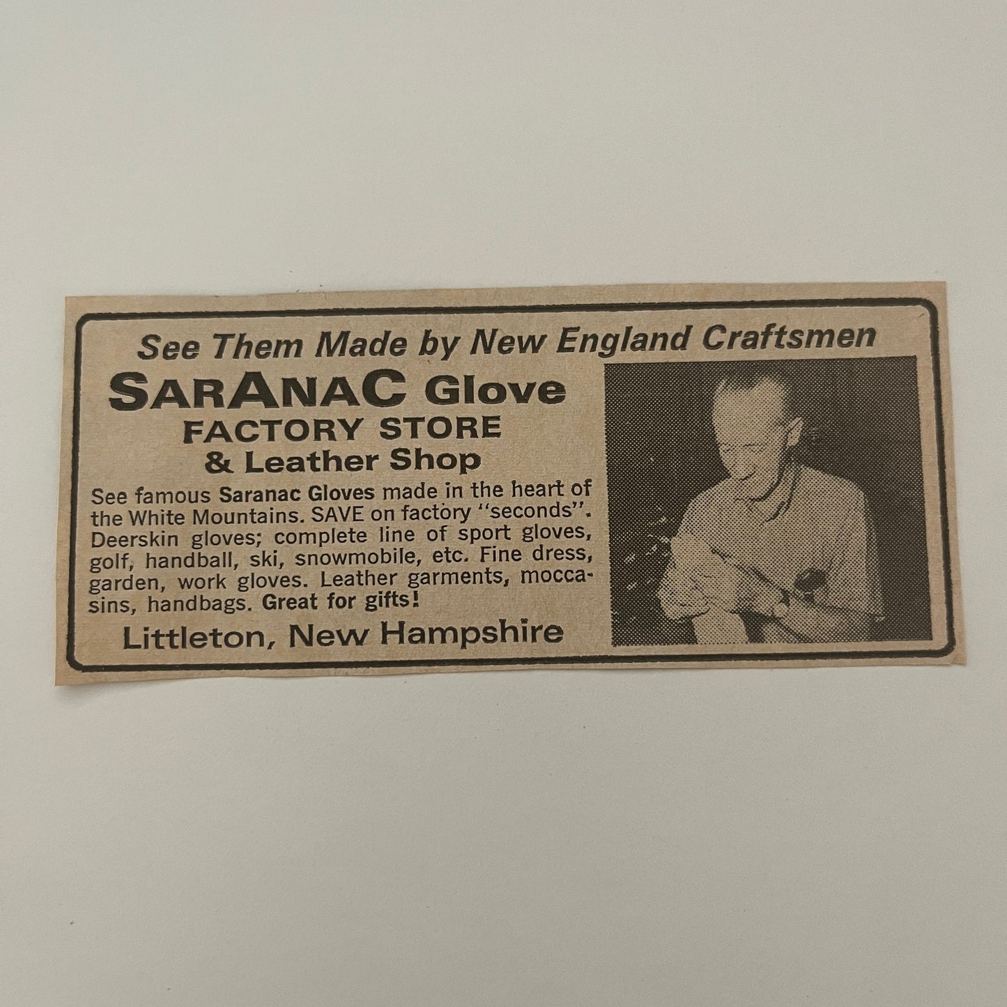 Saranac Glove Factory Store & Leather Shop Littleton NH 1971 Magazine Ad SAG4-M3