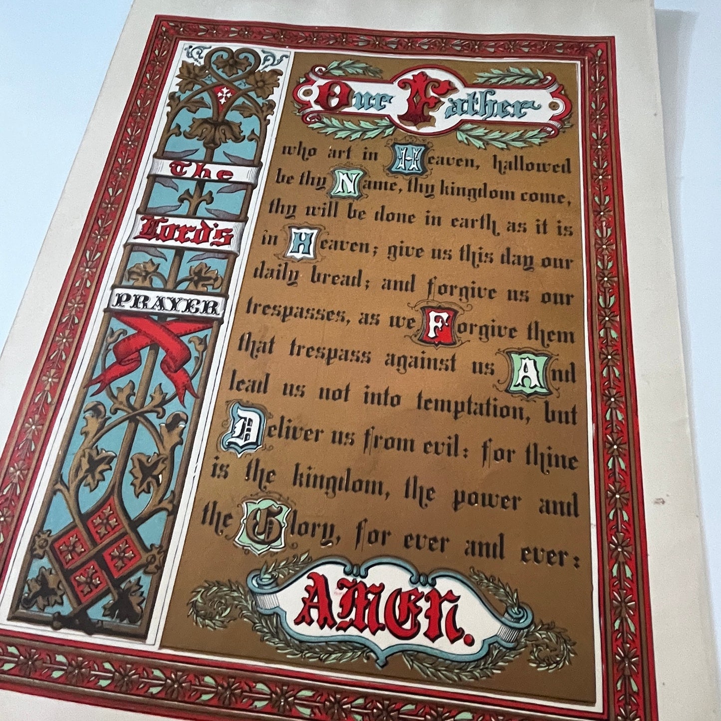 The Lord's Prayer Our Father Who Art in Heaven Wall Art 1892 Engraving V1-6