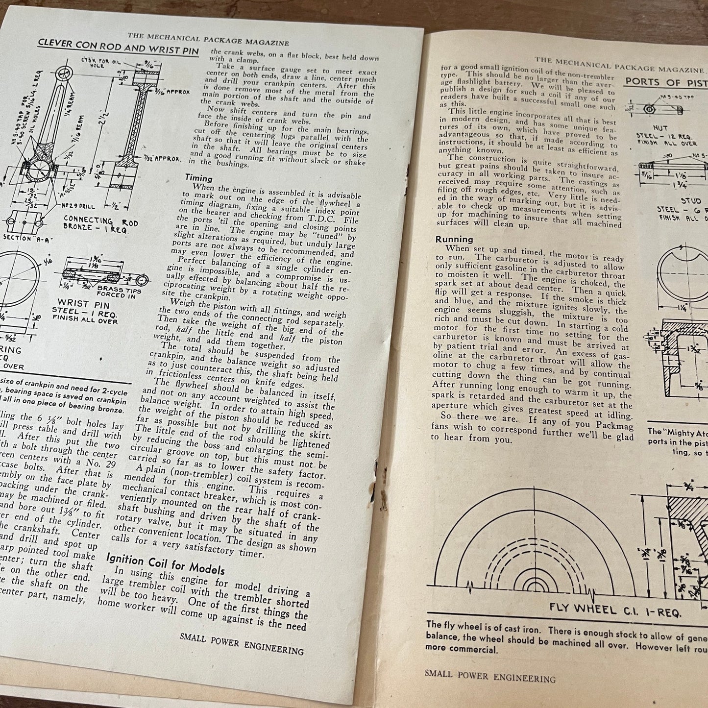 Build Your Own Engine Guide & Blueprints Elmer Wall 5 Pages 1931 Article AG1-13