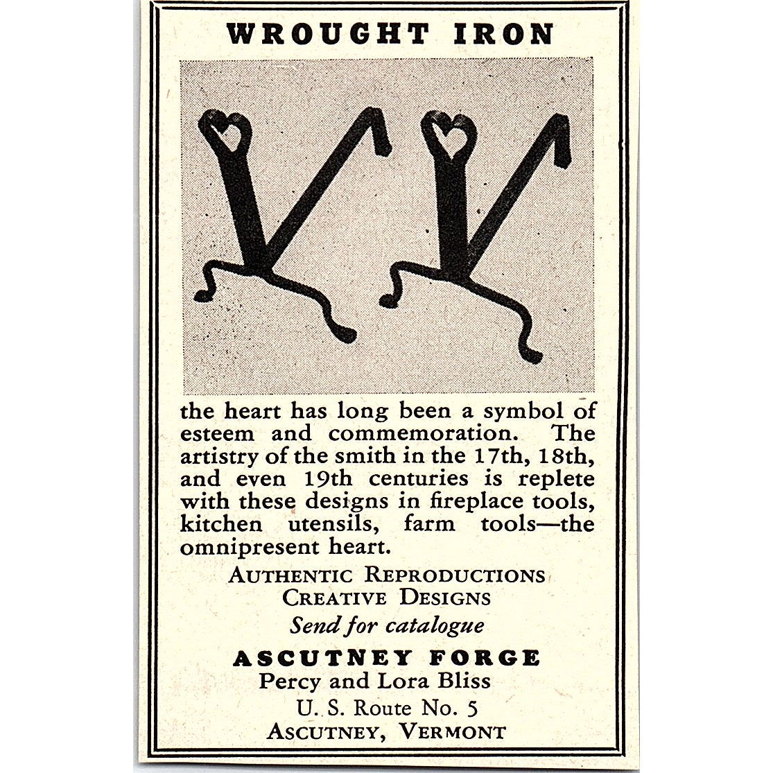 Ascutney Forge Wrought Iron Ascutney VT 1952 Yankee Magazine Ad SAG5-M2
