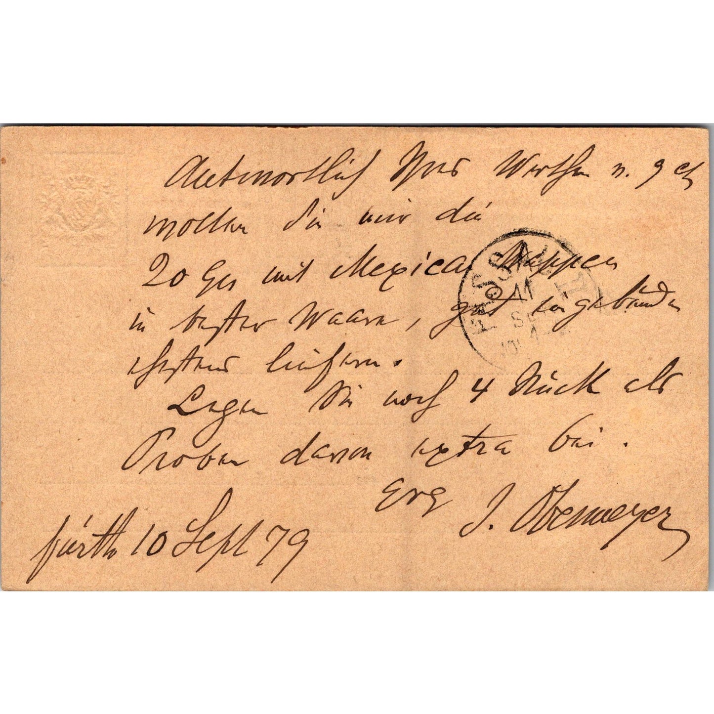 Mayerhofer & Kleman Fuerth J. Obermayer 1879 German Reich Postcard TE2-GRQ