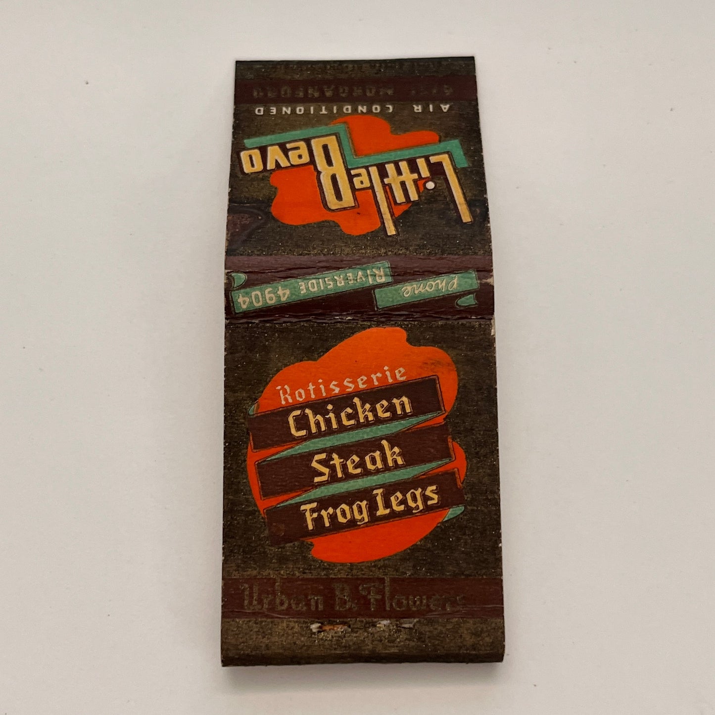 Little Bevo Restaurant Urban B Flowers Vintage Matchbook TB6-MB2-15