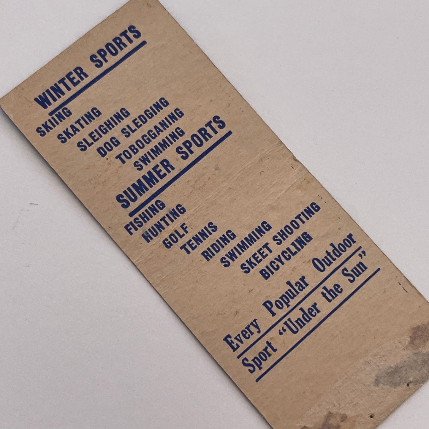 Sun Valley Idaho Year Round Sports Center Vintage Matchbook Cover MB59-2