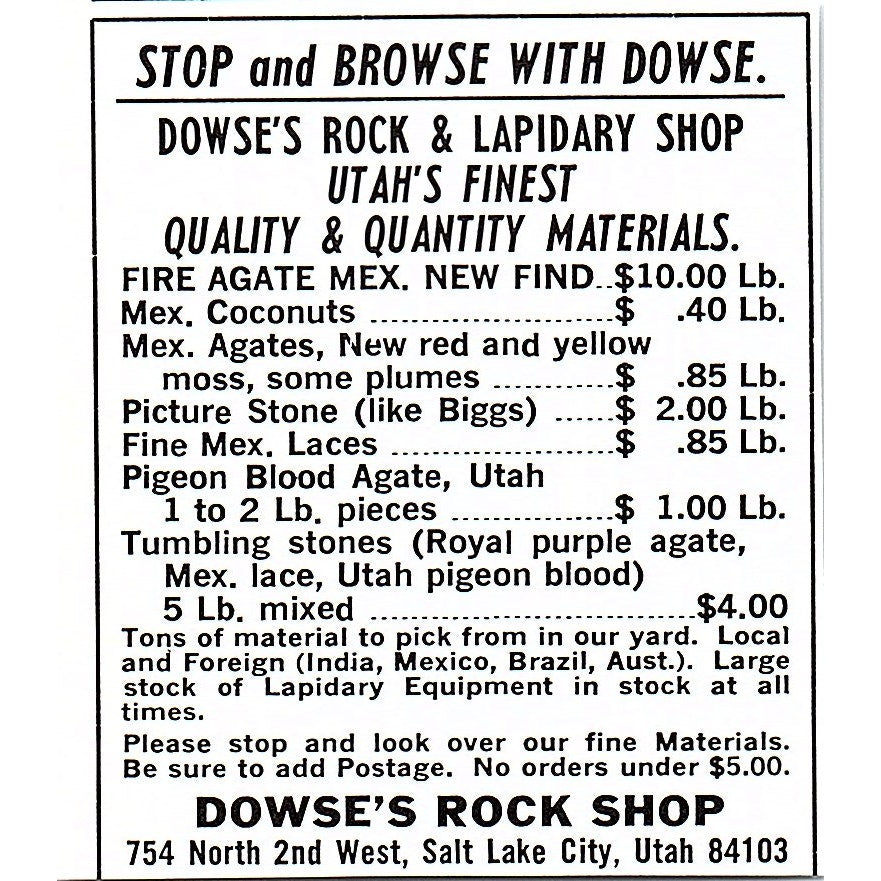 Dean's Agate Shop Bakersfield California 1972 Ad AF8-M1