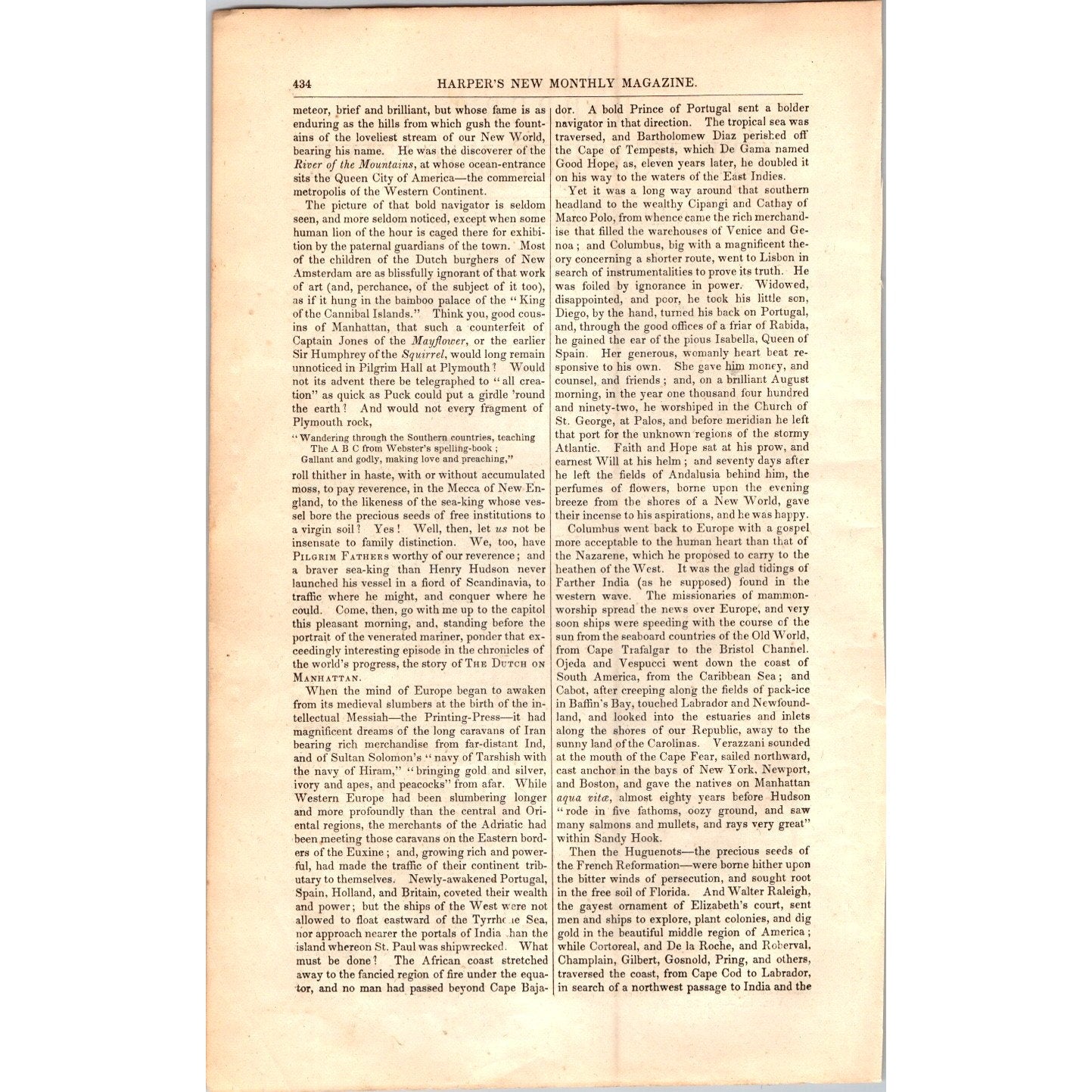 Dutch on the Manhattan Henry Hudson NY - 11 Pages 1854 Article I19