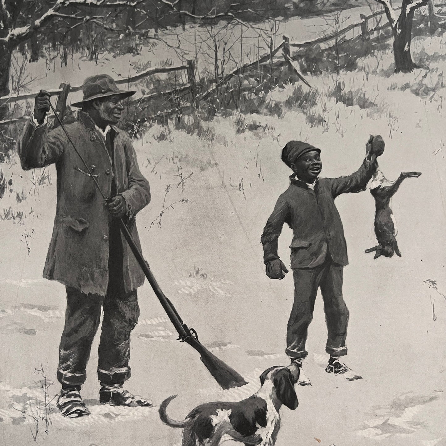 The Muzzle-Loading Gun African American Hunting Scene 1904 A.B Frost Print V26-4