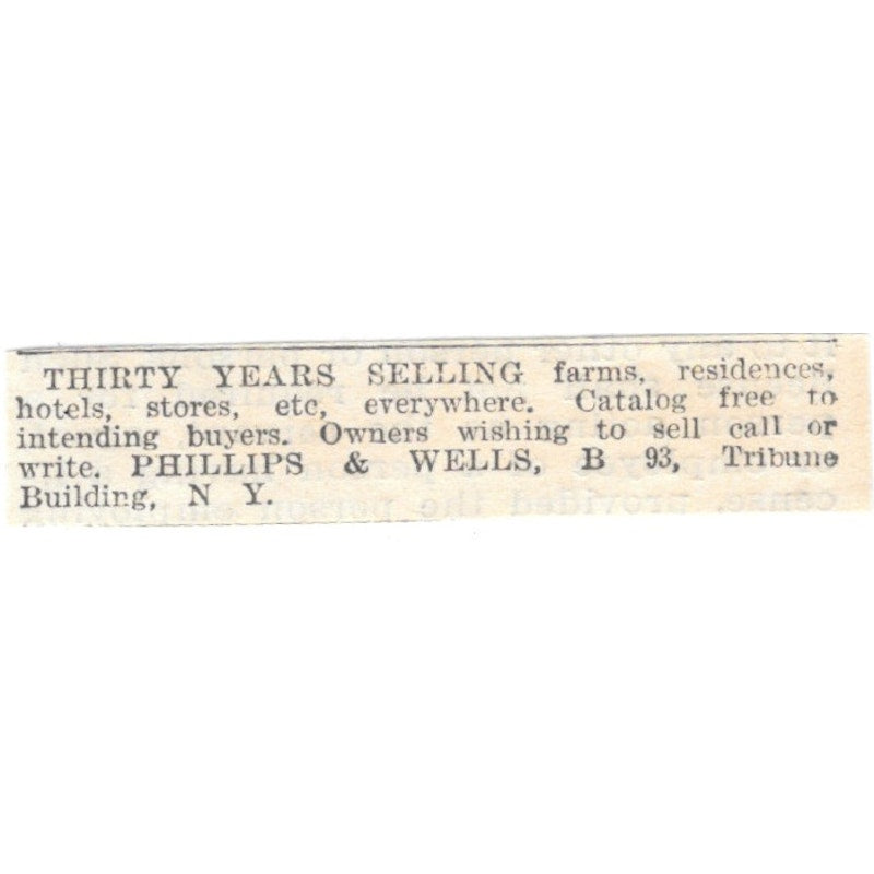 Farm Realty Phillips & Wells Tribune Building NY 1905 Magazine Ad AF1-NES2