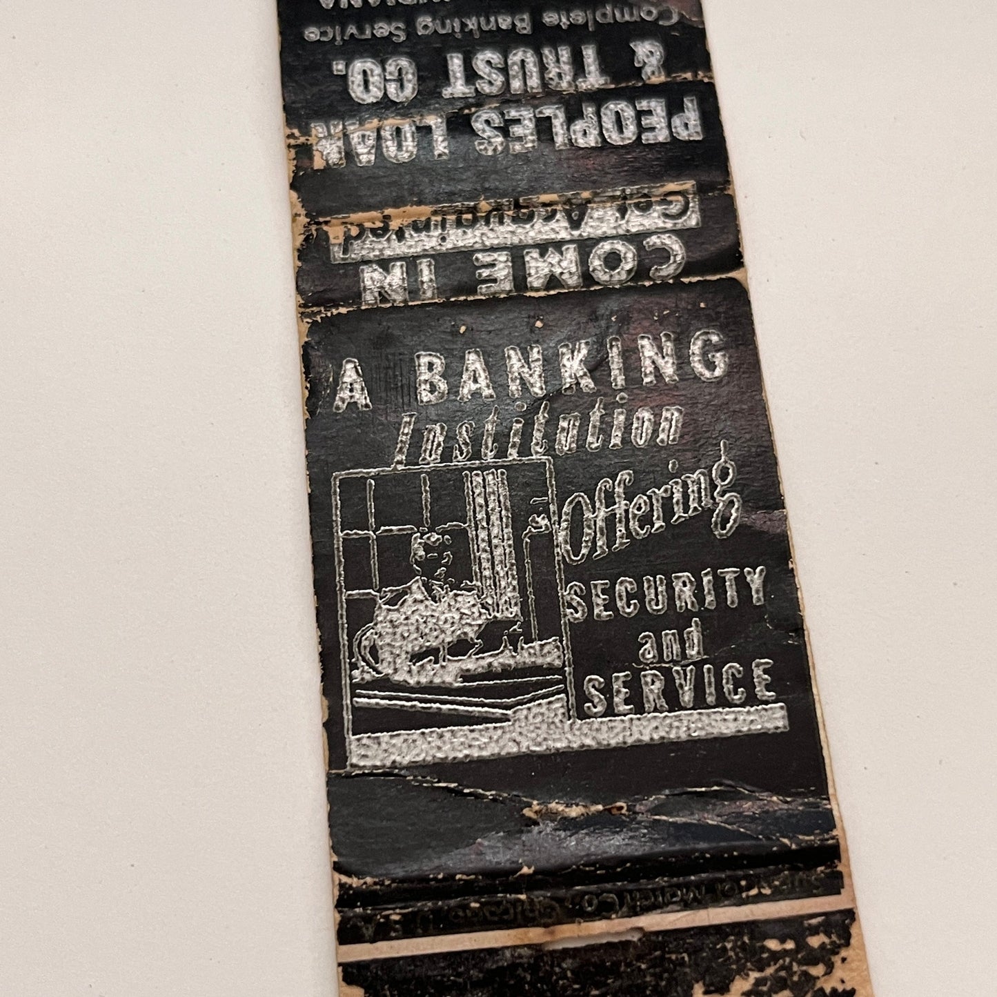 The Peoples Loan and Trust Co Winchester Indiana Vintage Matchbook TB6-MB2-15