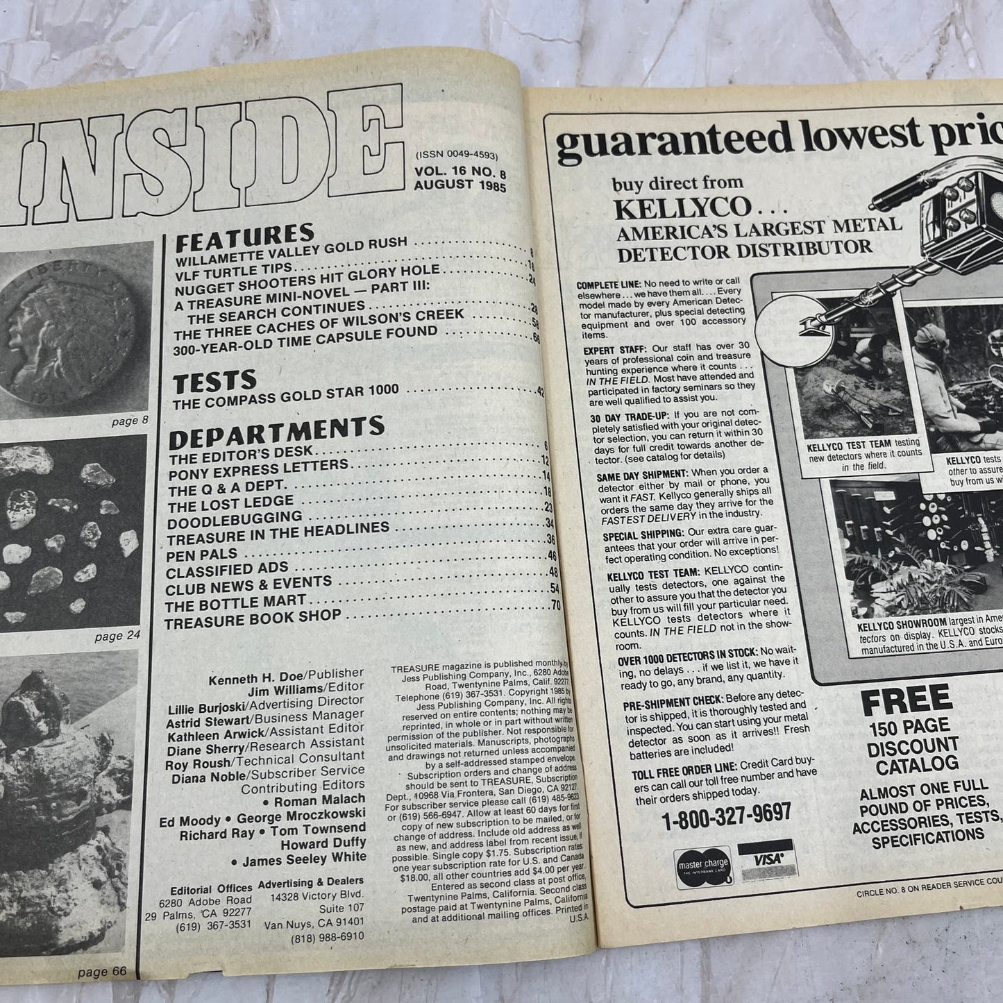 1985 Aug - Treasure Magazine - Treasure Hunting Metal Detecting Gold Coins M10