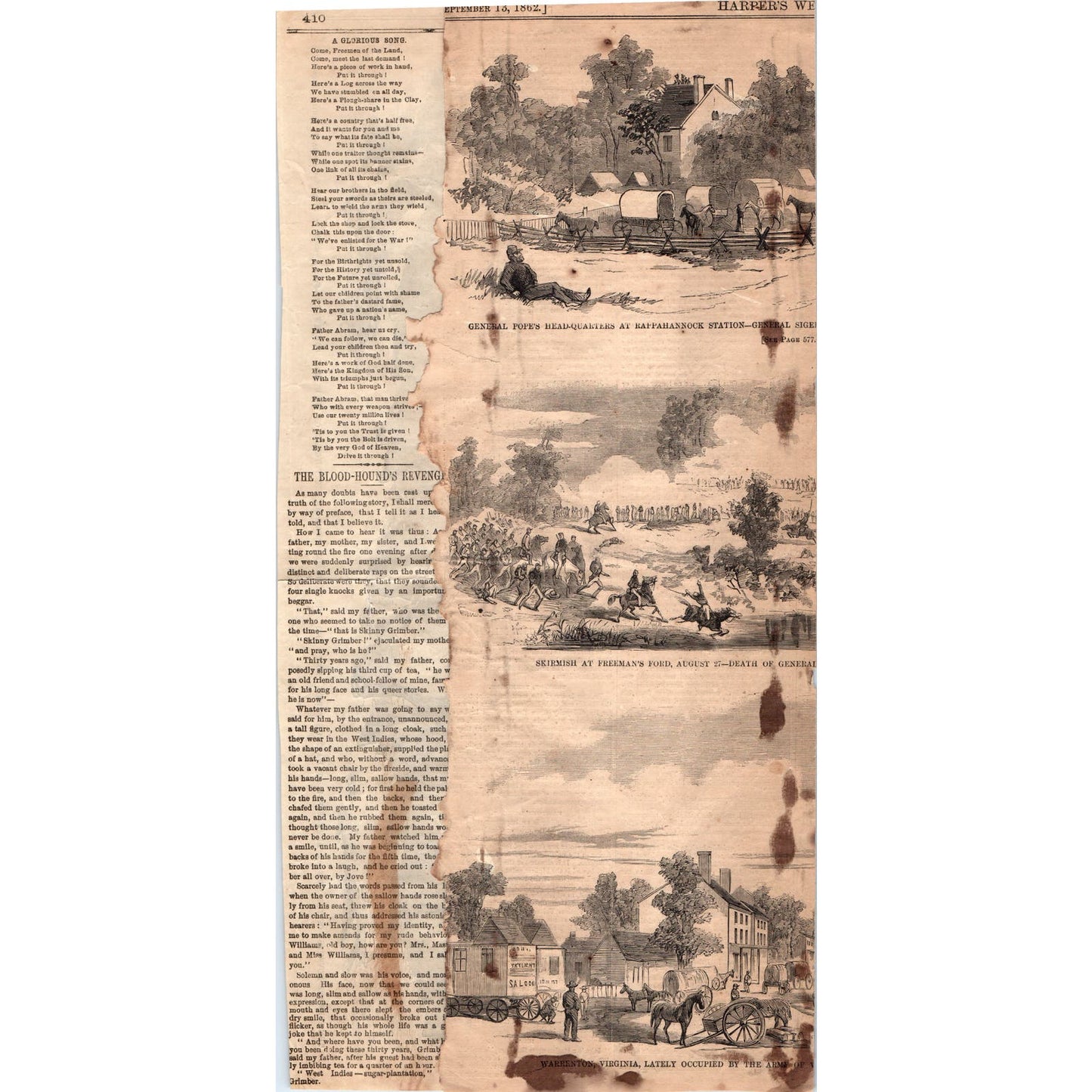 Federal Army Movement at Harpers Ferry Original 1863 Civil War Engraving C104