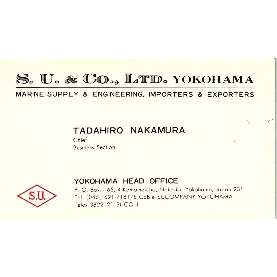 Tadahiro Nakamura S.U. & Co Yokamaha Japan Vintage Business Card SD9-B8