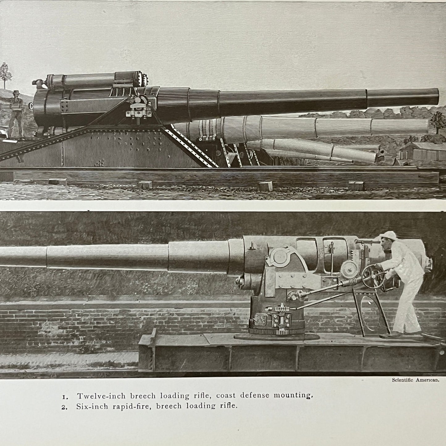 12-inch Breech Loading Rifle, Coast Defense Rapid-fire 1903 Engraving 7x10 V2