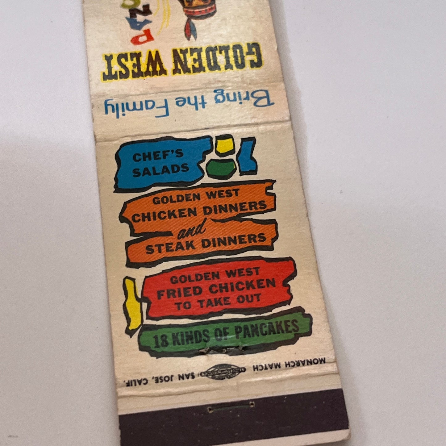 Golden West Pancakes Vintage Matchbook Cover TB6-MB1-15