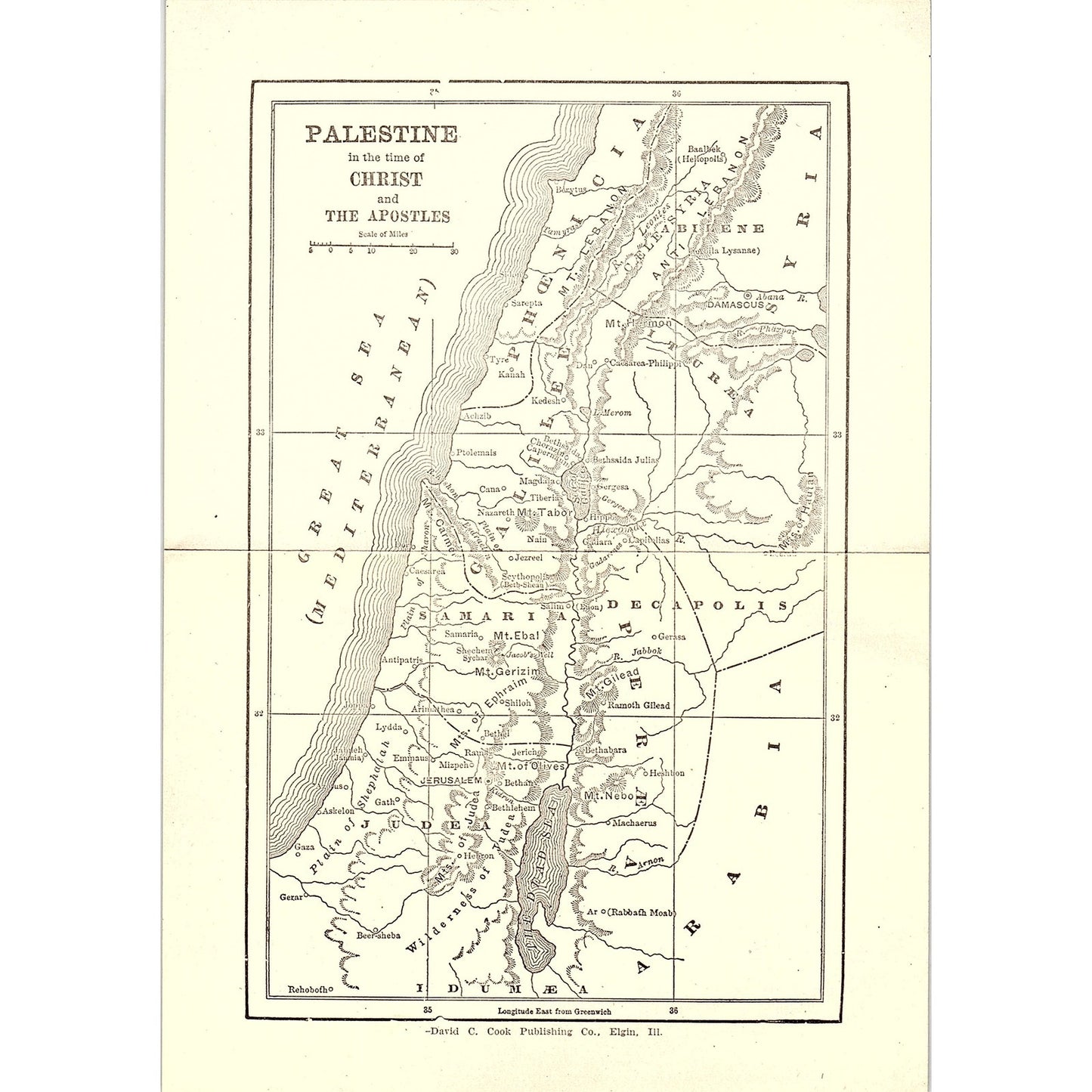 Palestine in the time of Christ and The Apostles 1905 Map SAG4-6
