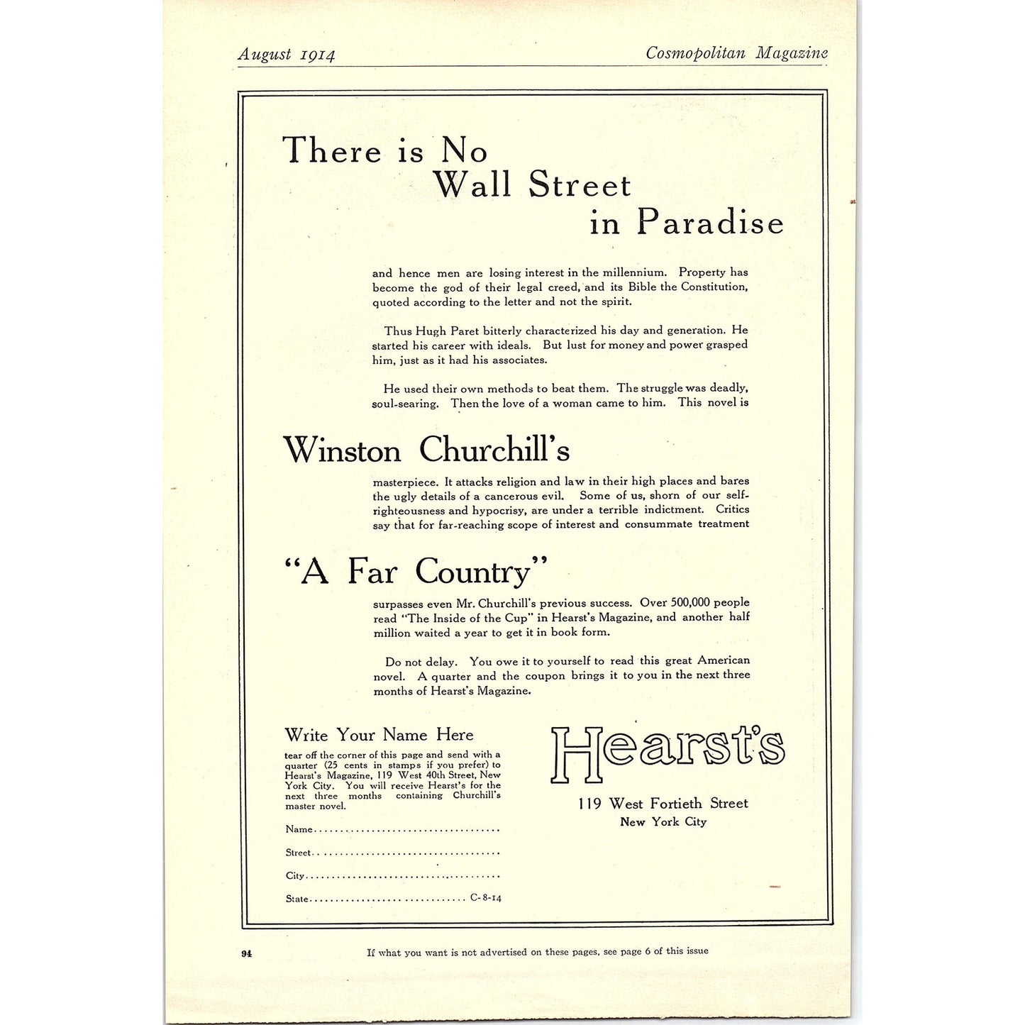 1914 The Story of Nancy Gay N.C.G.A. NY Antique Magazine Ad 6.5x9.5 V4