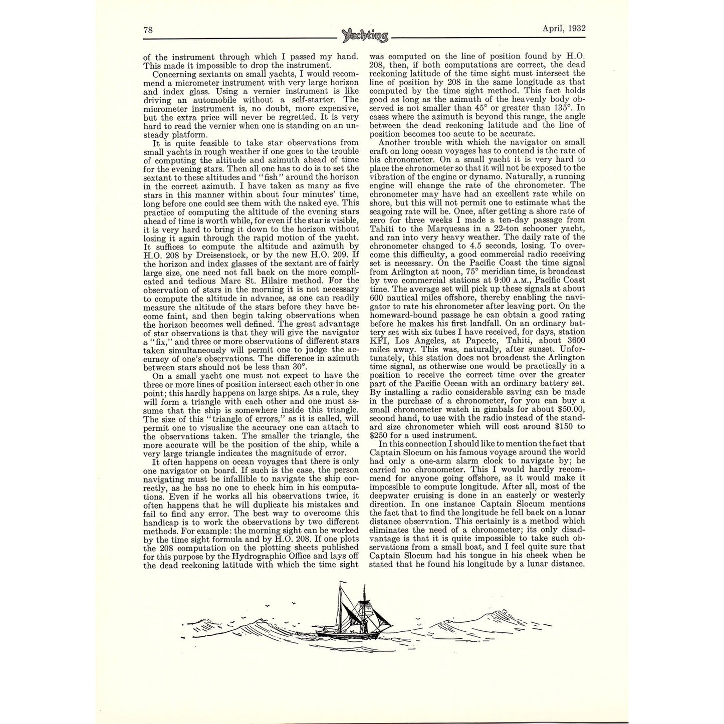 Some Navigational Hints for Ocean Cruisers Capt. Frank Jansen 1932 Article V1-4