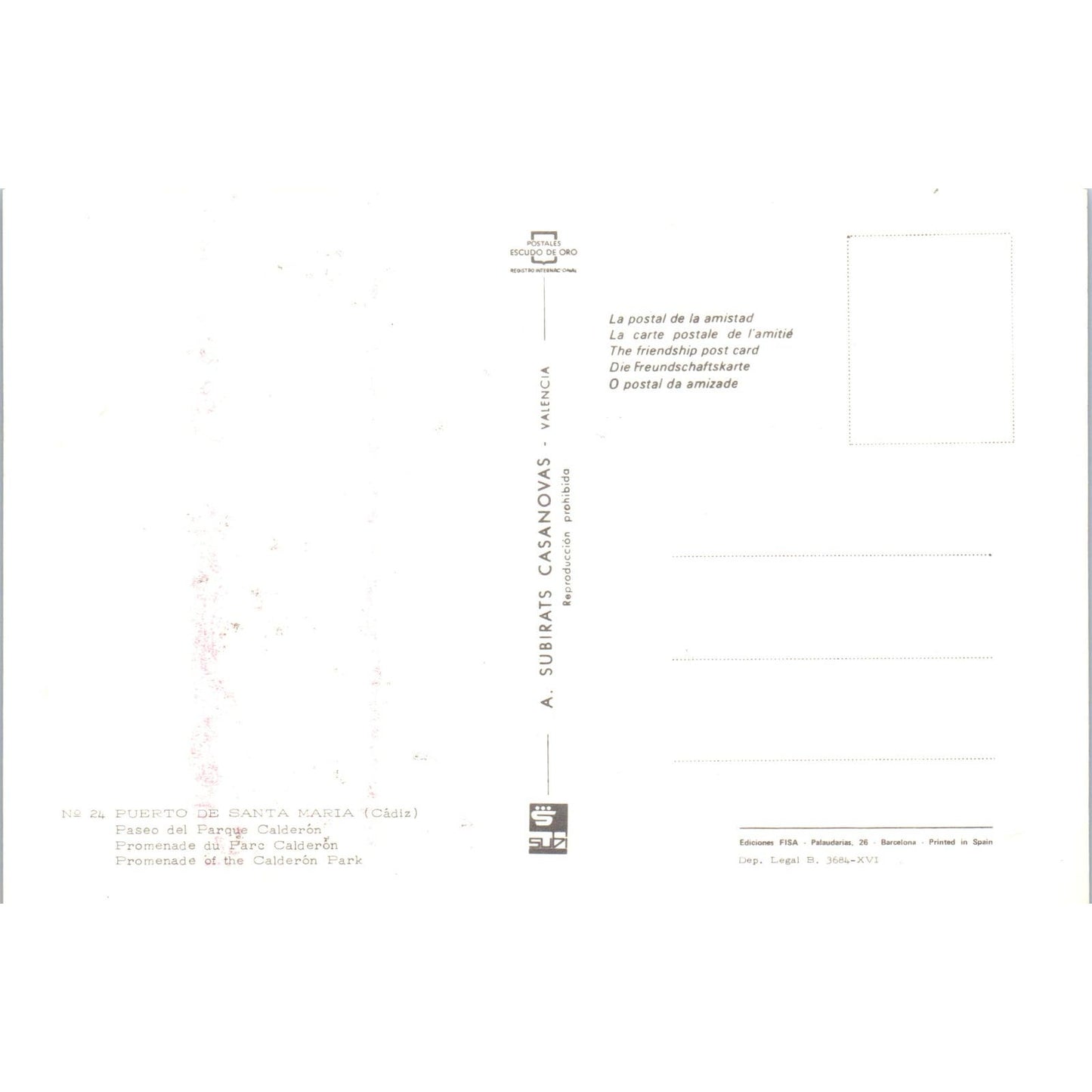 Jerez De La Frontera Cadiz Plaza De Los Reyes Catolicos Vintage Postcard PD1