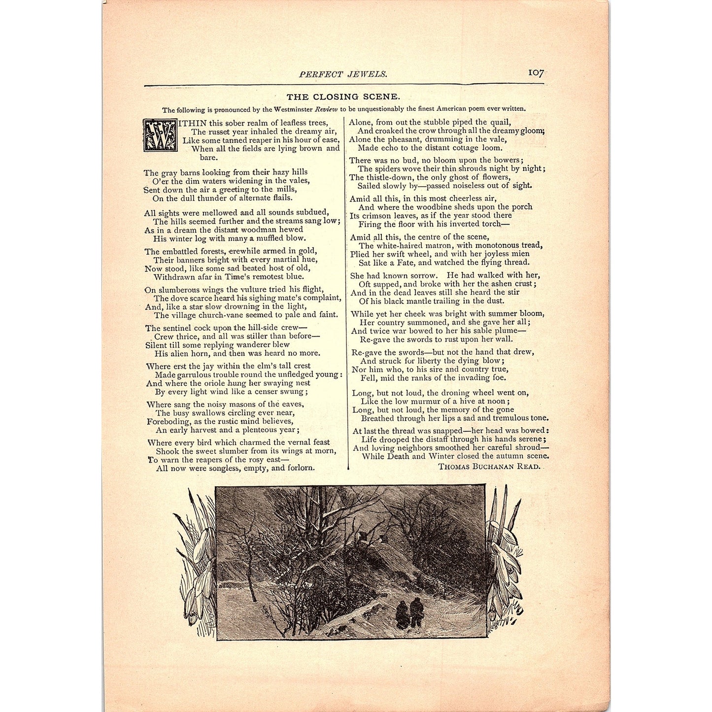 The Death of the Old Year Tennyson, Closing Scene Thomas Read 1884 Poem TA5-CJ-3