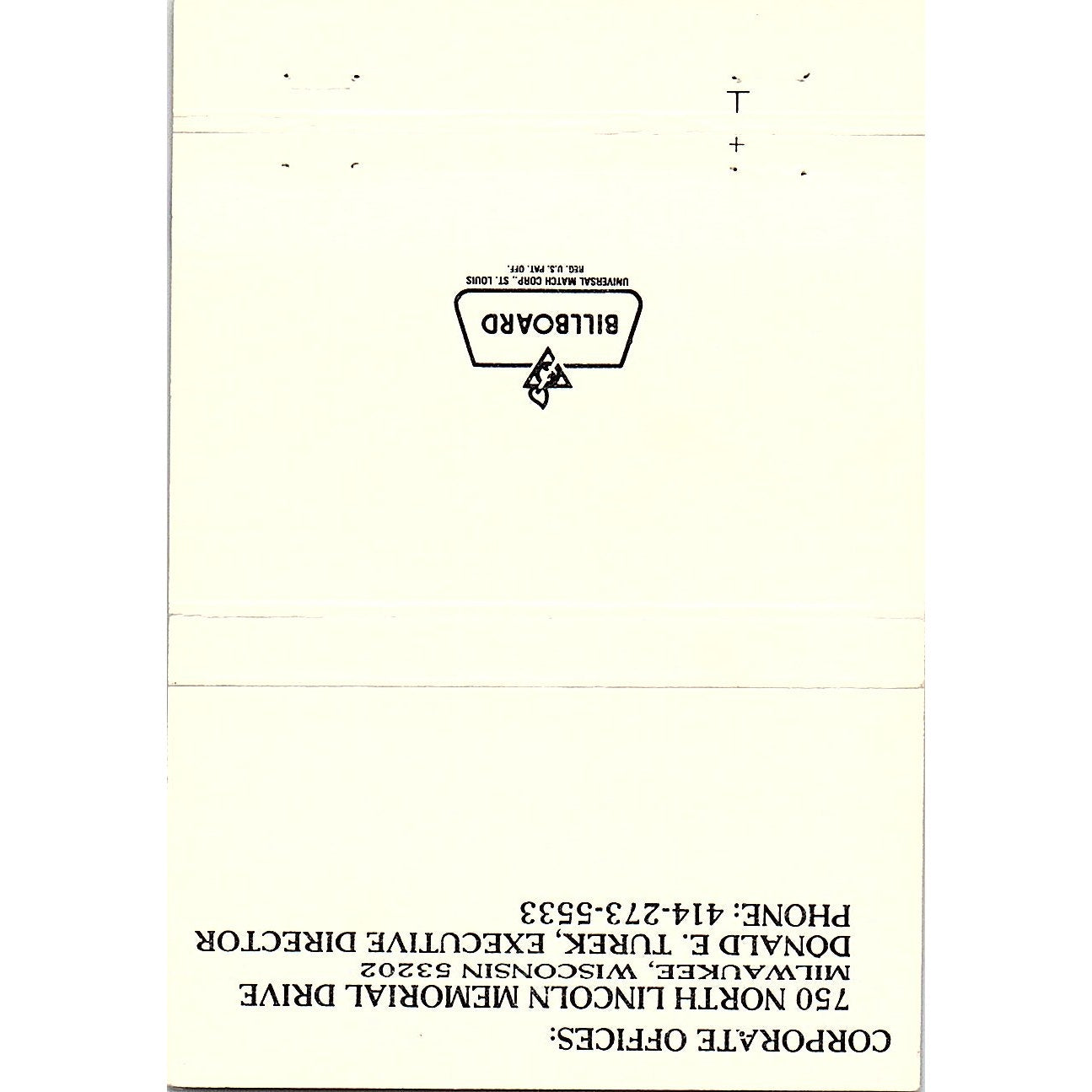 Milwaukee County War Memorial Center Inc Large Vintage Matchbook TB6-MB2-10