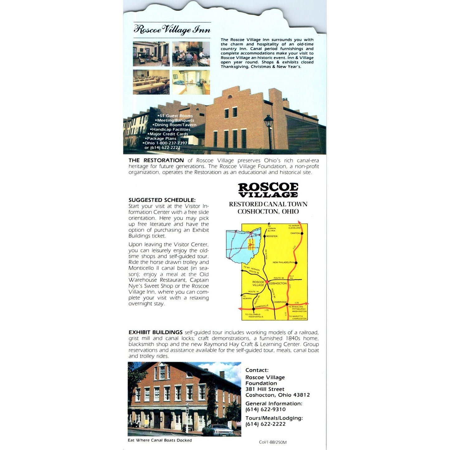 Vintage Roscoe Village Coshocton Ohio Travel Info Card TH2-O2