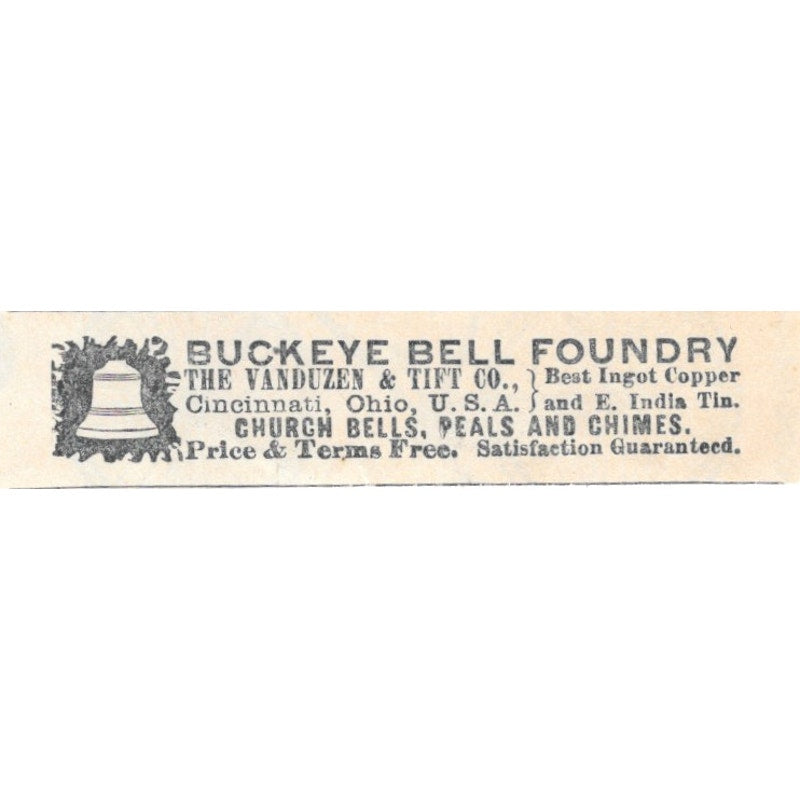 Buckeye Bell Foundry Vanduzen & Tift Co Church Bells Cincinnati 1894 Ad AK6-S7