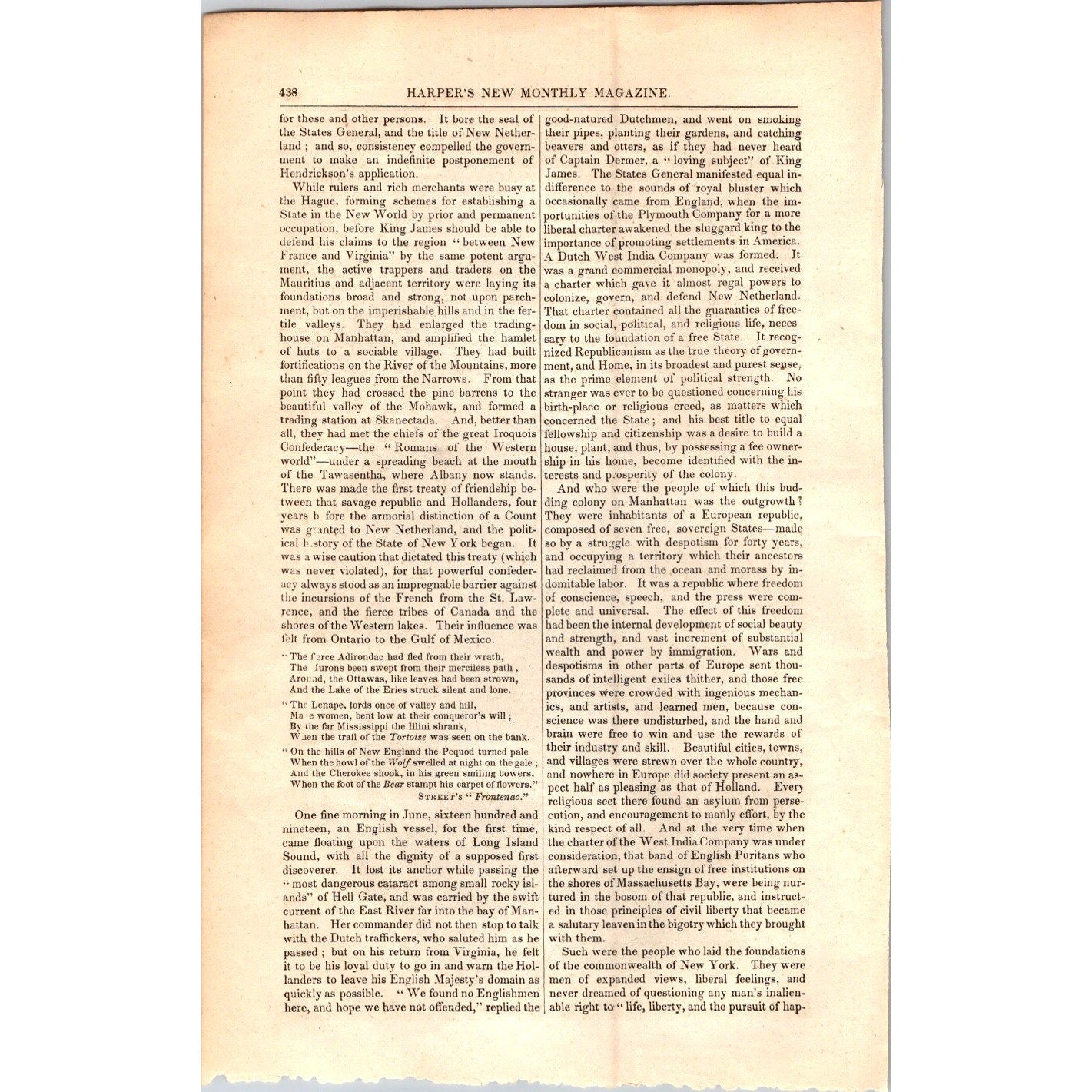Dutch on the Manhattan Henry Hudson NY - 11 Pages 1854 Article I19