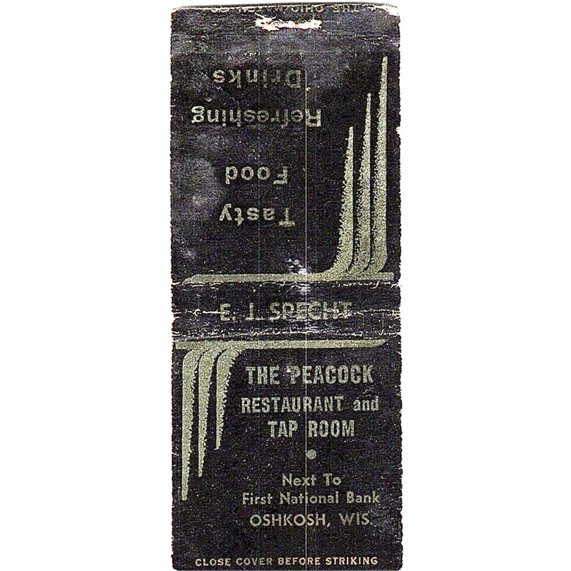 The Peacock Restaurant and Tap Room Oshkosh WI Vintage Matchbook Cover SC7-Y10