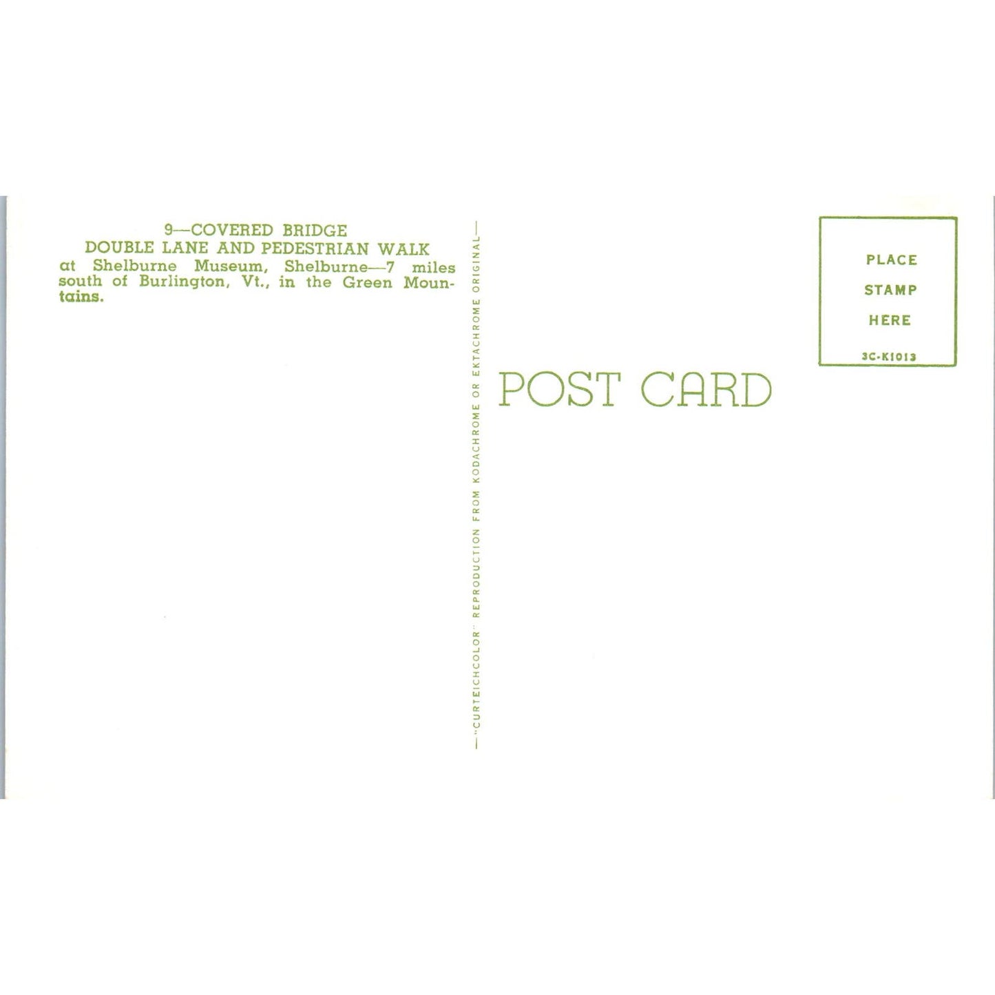 Shelburne Bridge Burlington VT Vintage Covered Bridge Postcard PC15