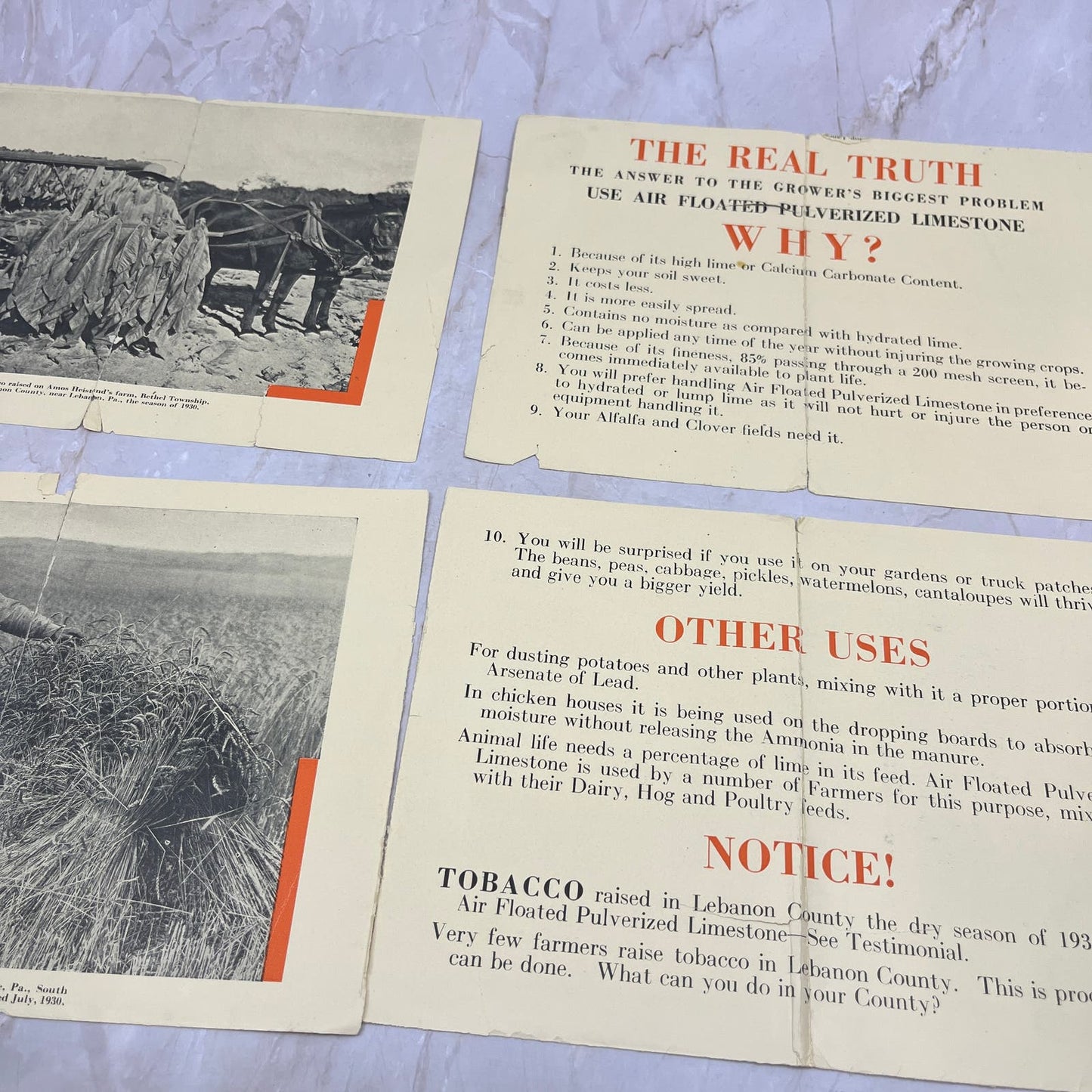 c1920 H.E. Millard's Limestone Products Fold Out Brochure Annville PA TI8-S5