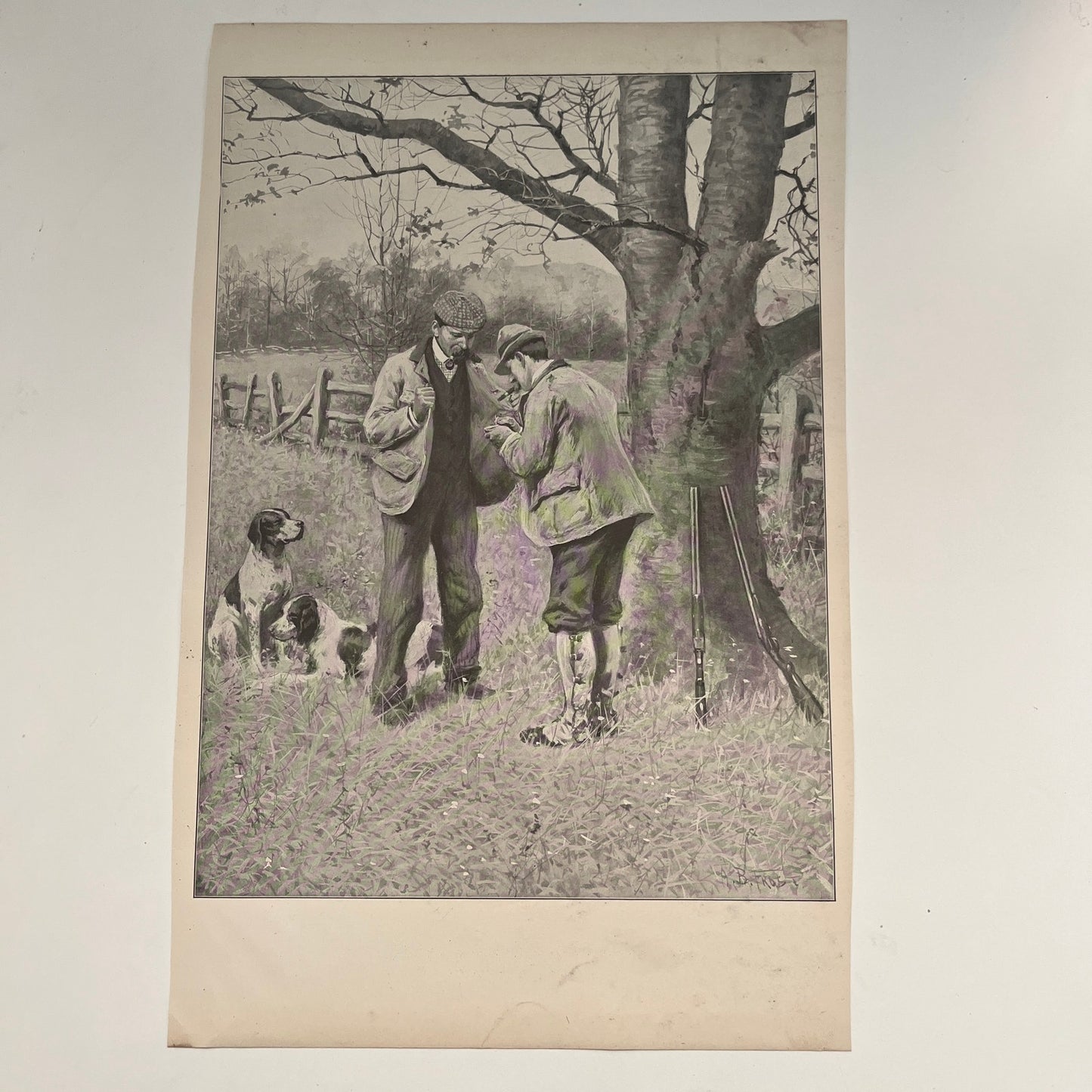 The Last Match - Hunting Scene - Original 1904 A.B. Frost Art Print V26-4