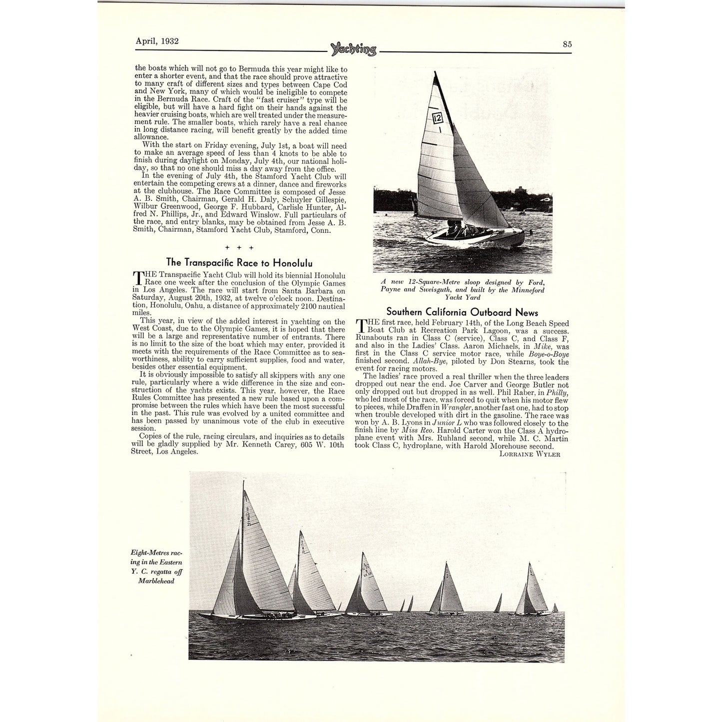 1932 Bermuda Race - The Month in Yachting 2 Pages 1932 Article V1-4